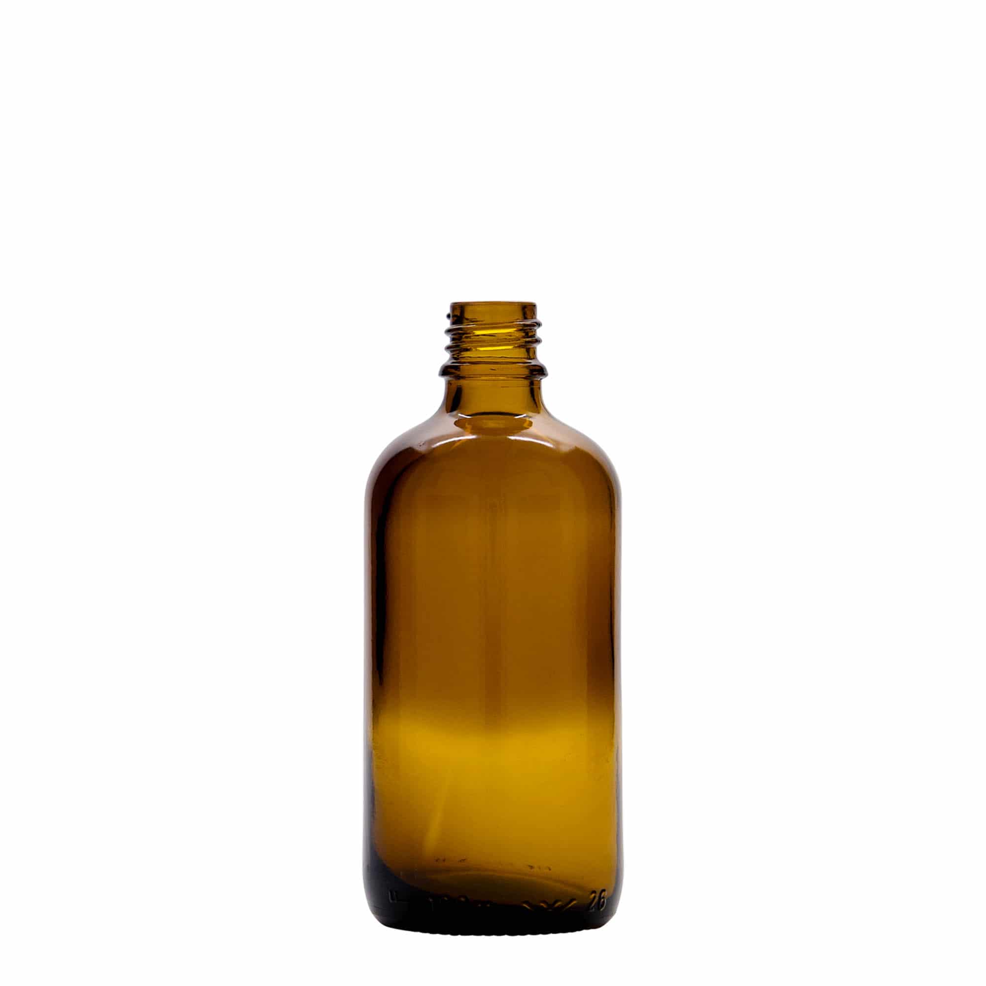 100 ml kapátková lahvička lékařská, sklo, hnědo-červená, hrdlo: DIN 18