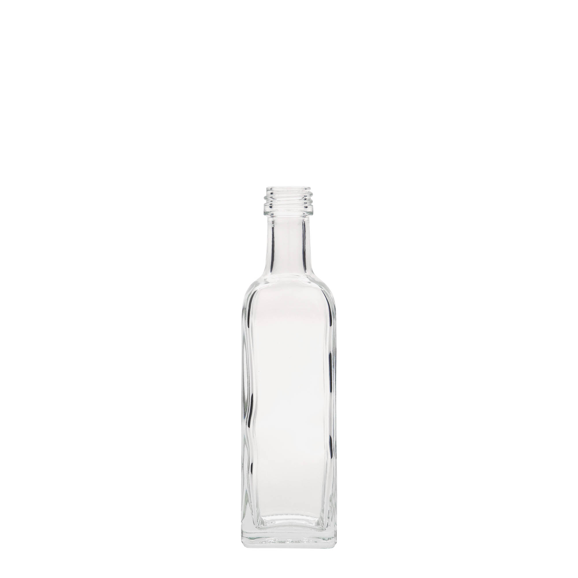 60 ml skleněná lahvička „Marasca“, čtvercová, hrdlo: PP 18