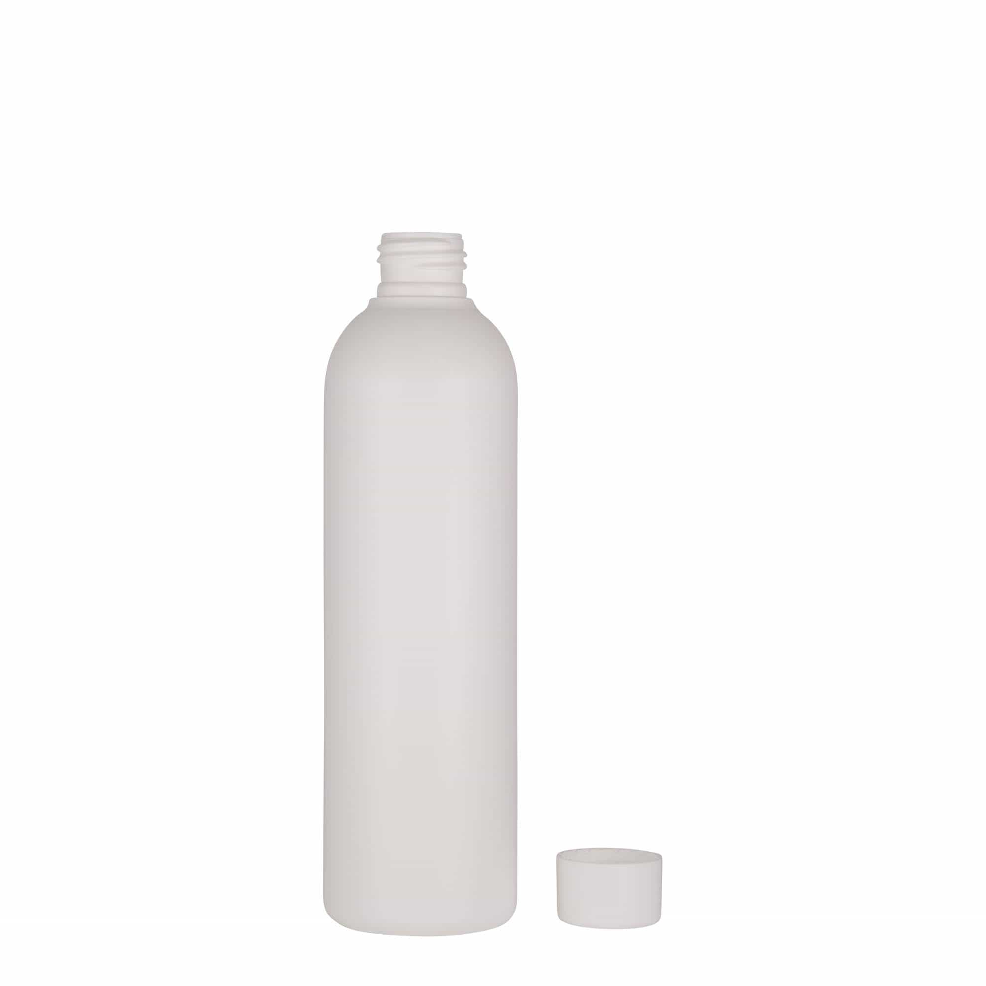250 ml plastová láhev „Tuffy“, HDPE, bílá, hrdlo: 24/410