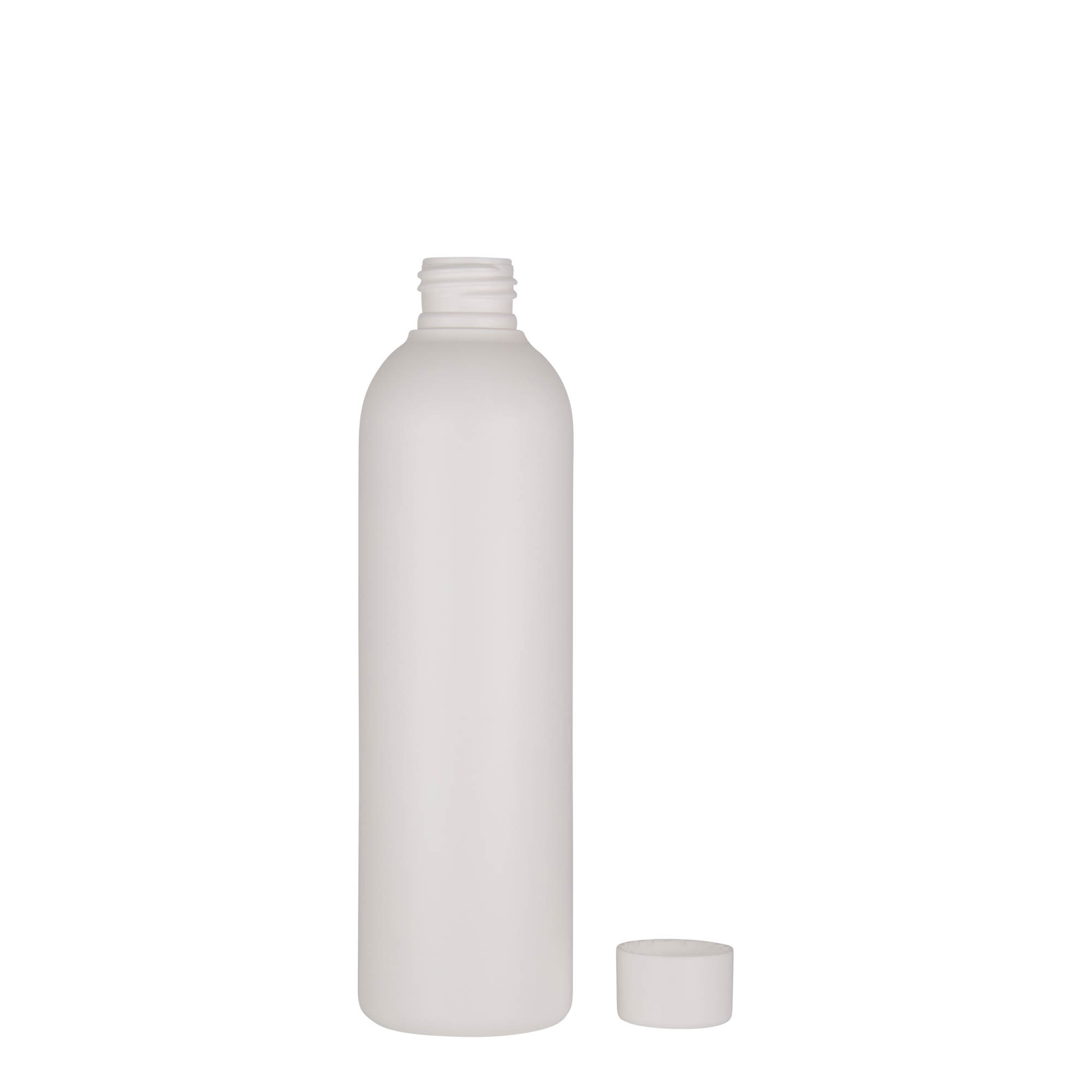 250 ml plastová láhev „Tuffy“, HDPE, bílá, hrdlo: 24/410