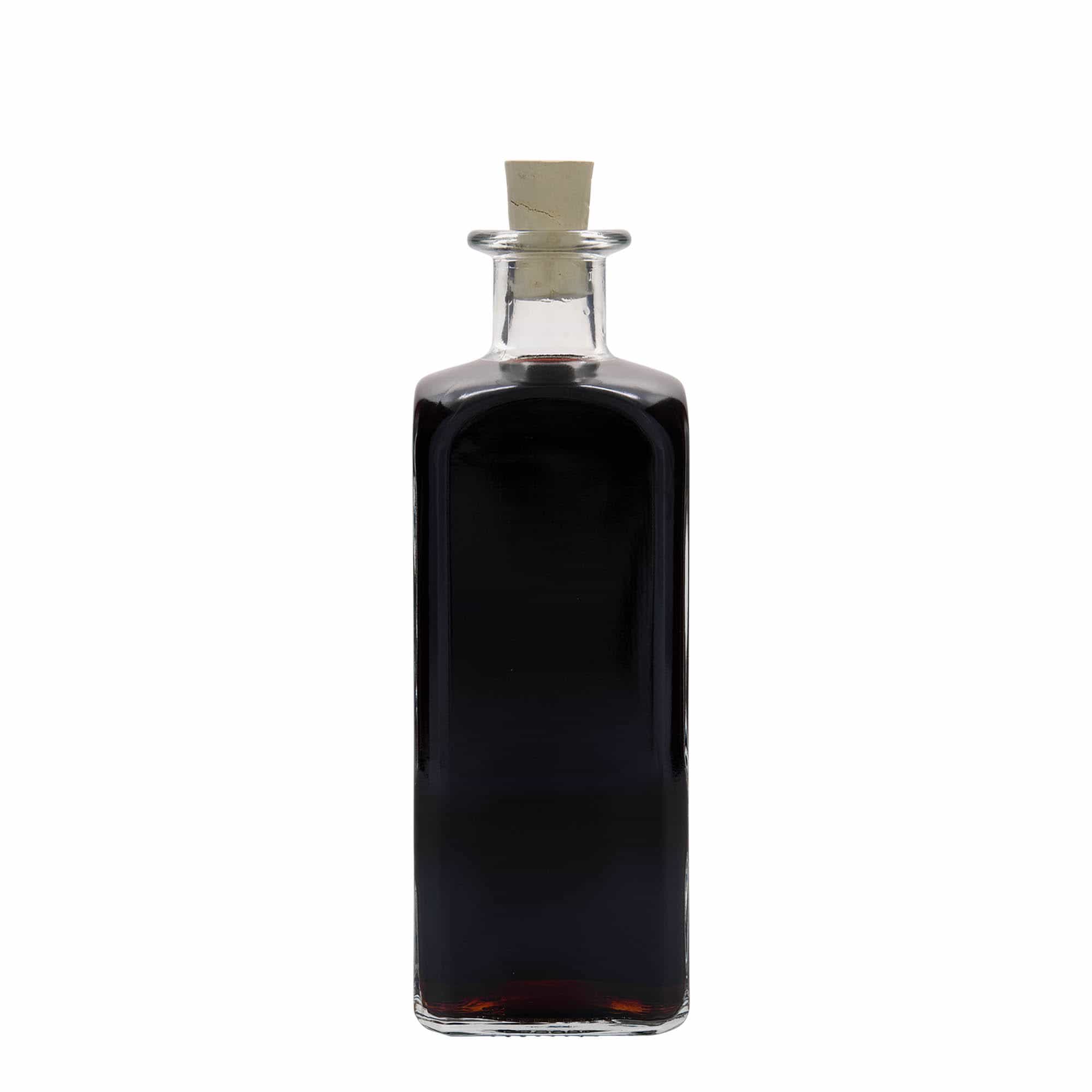 Skleněná lahev 500 ml lékárenská Carré, hranatá, uzávěr: korek