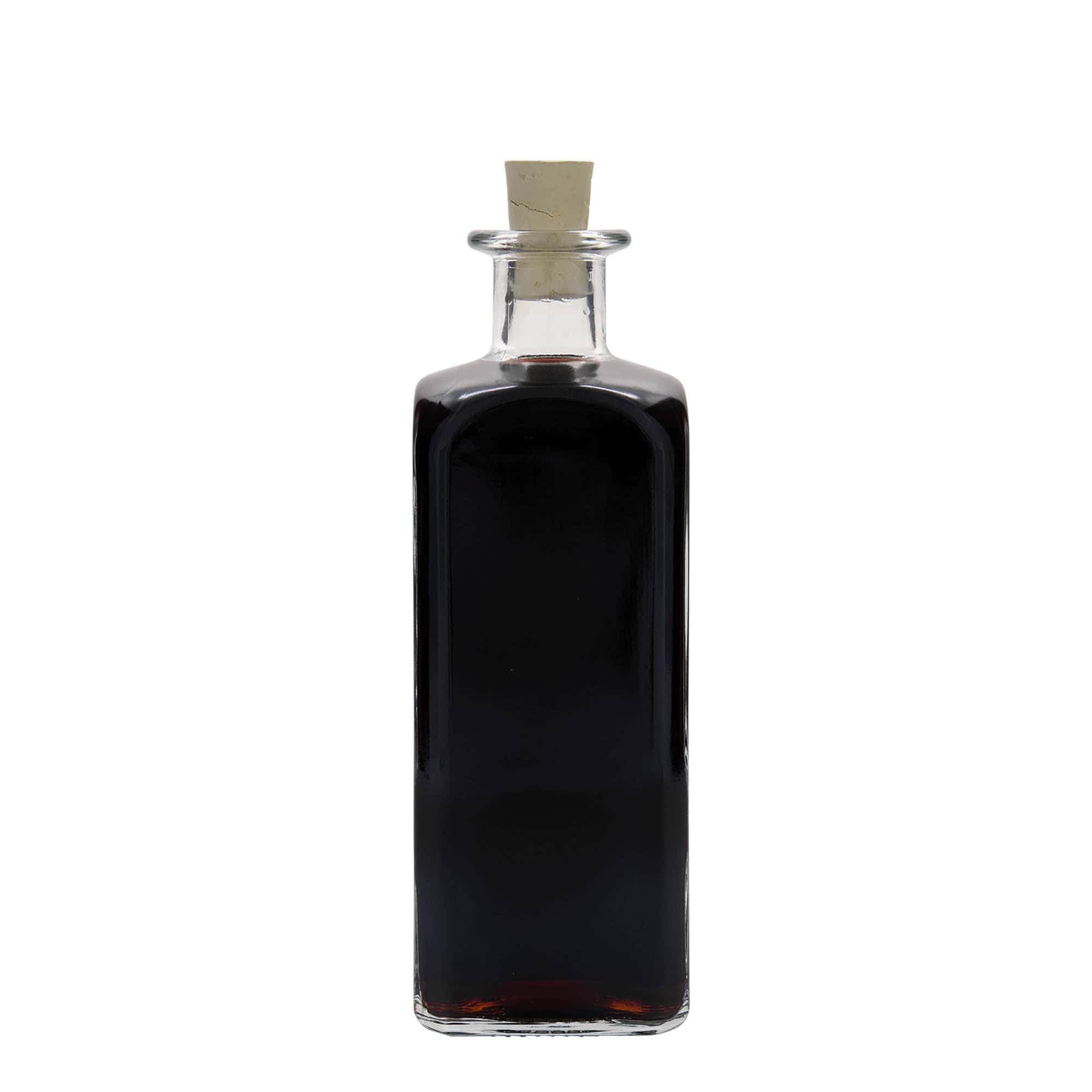 500 ml skleněná láhev Apotheker Carré, čtvercová, hrdlo: korek