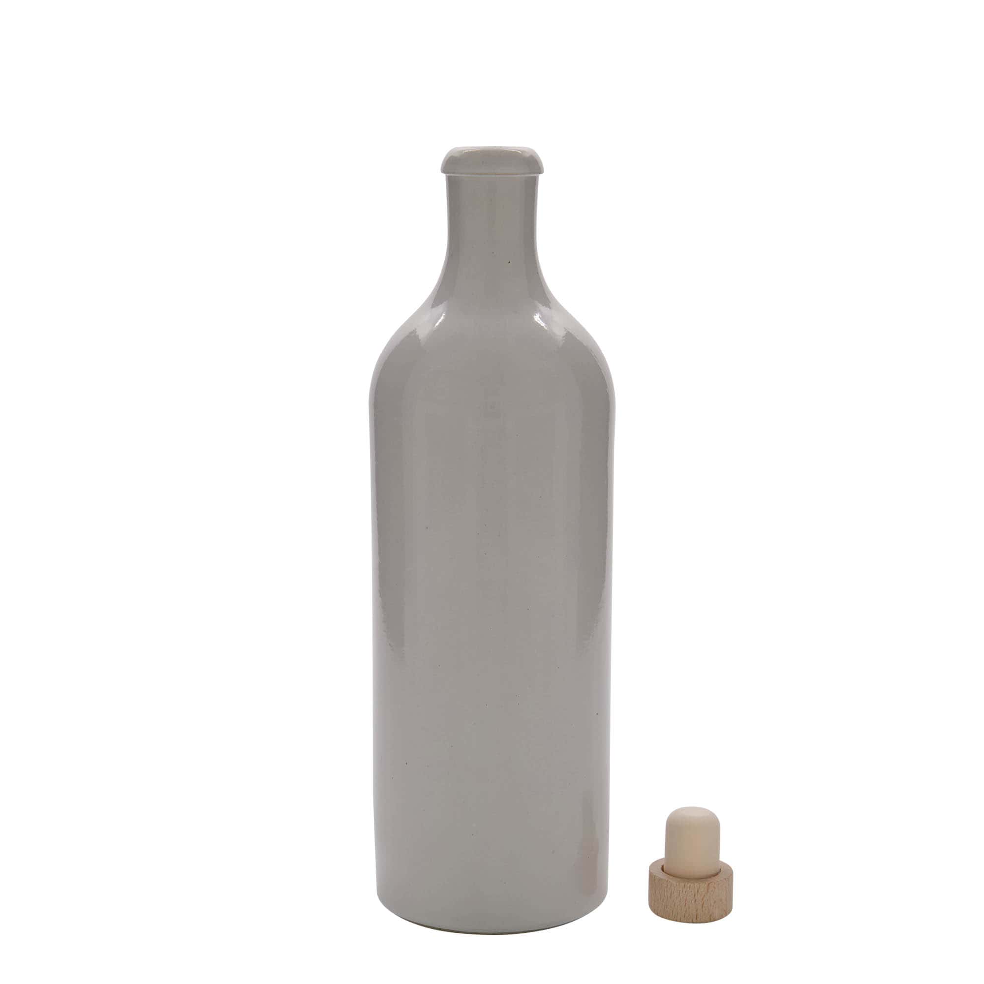 750 ml keramická džbán, kamenina, bílá, hrdlo: korek