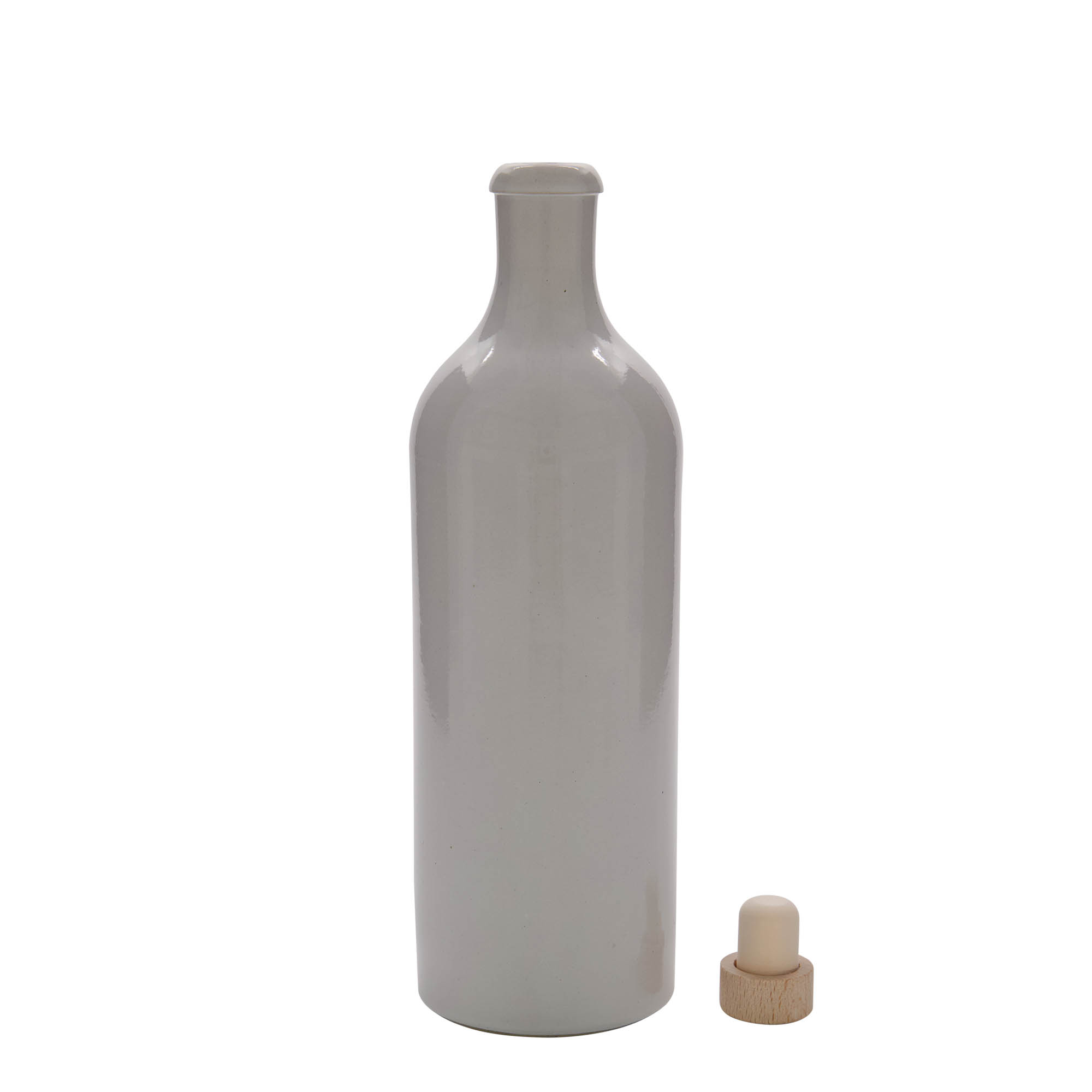 750 ml keramická džbán, kamenina, bílá, hrdlo: korek