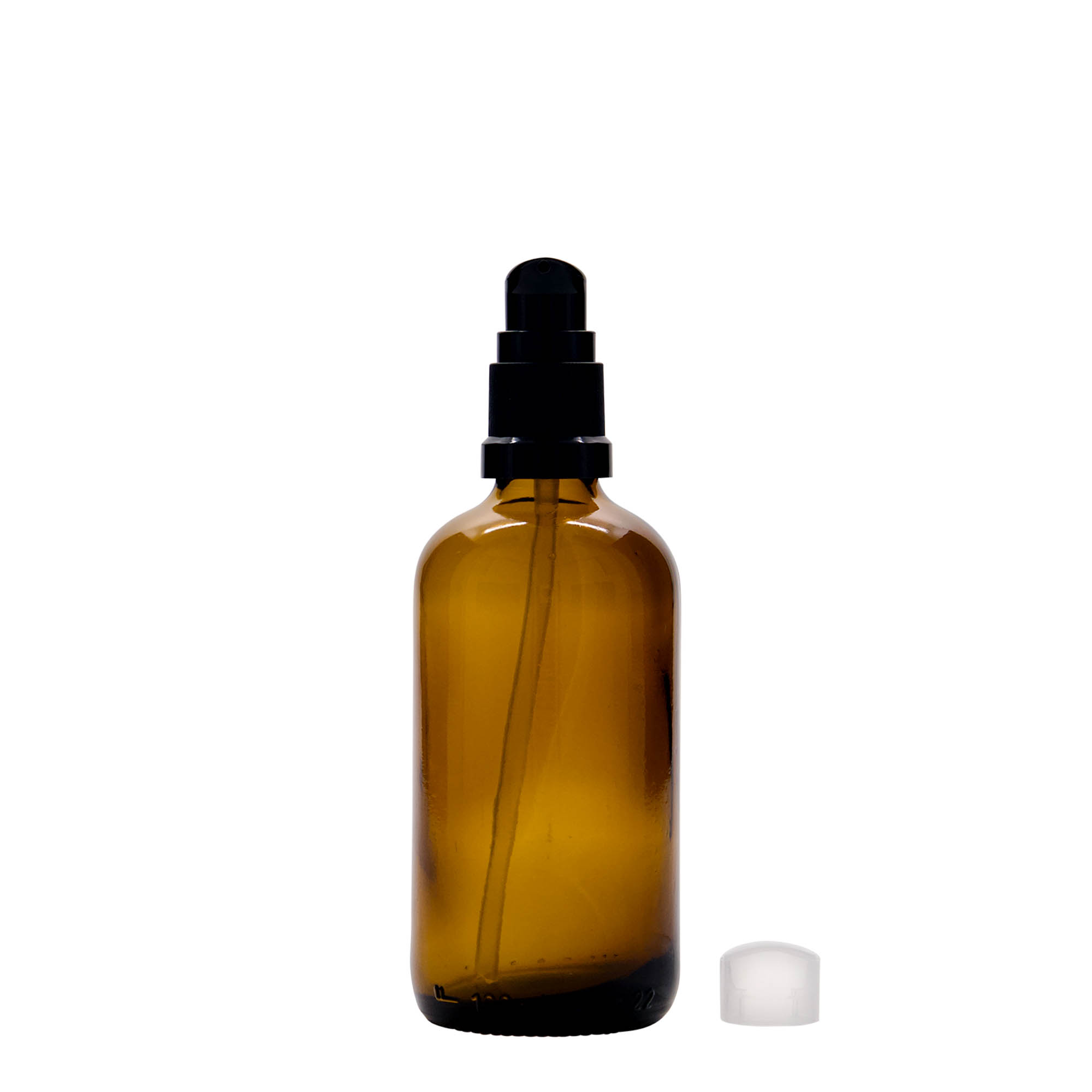 100 ml lékovka s dávkovačem na lotion, sklo, hnědá, hrdlo: DIN 18