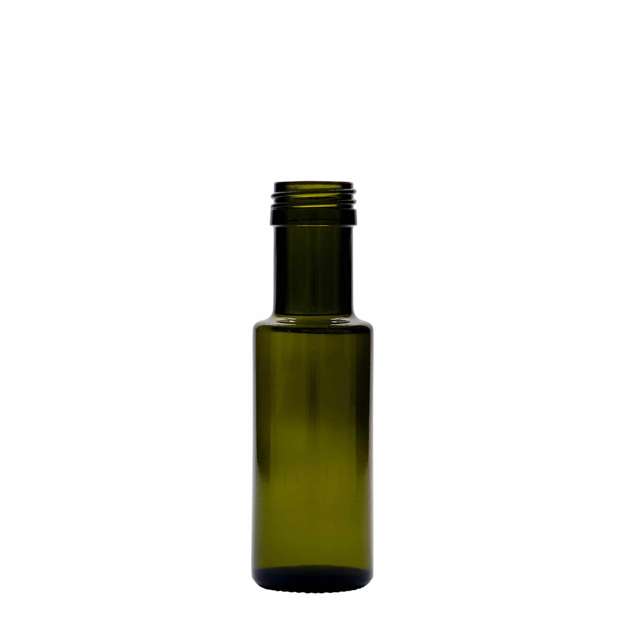 100 ml skleněná lahvička 'Dorica', antik zelená, hrdlo: PP 31,5