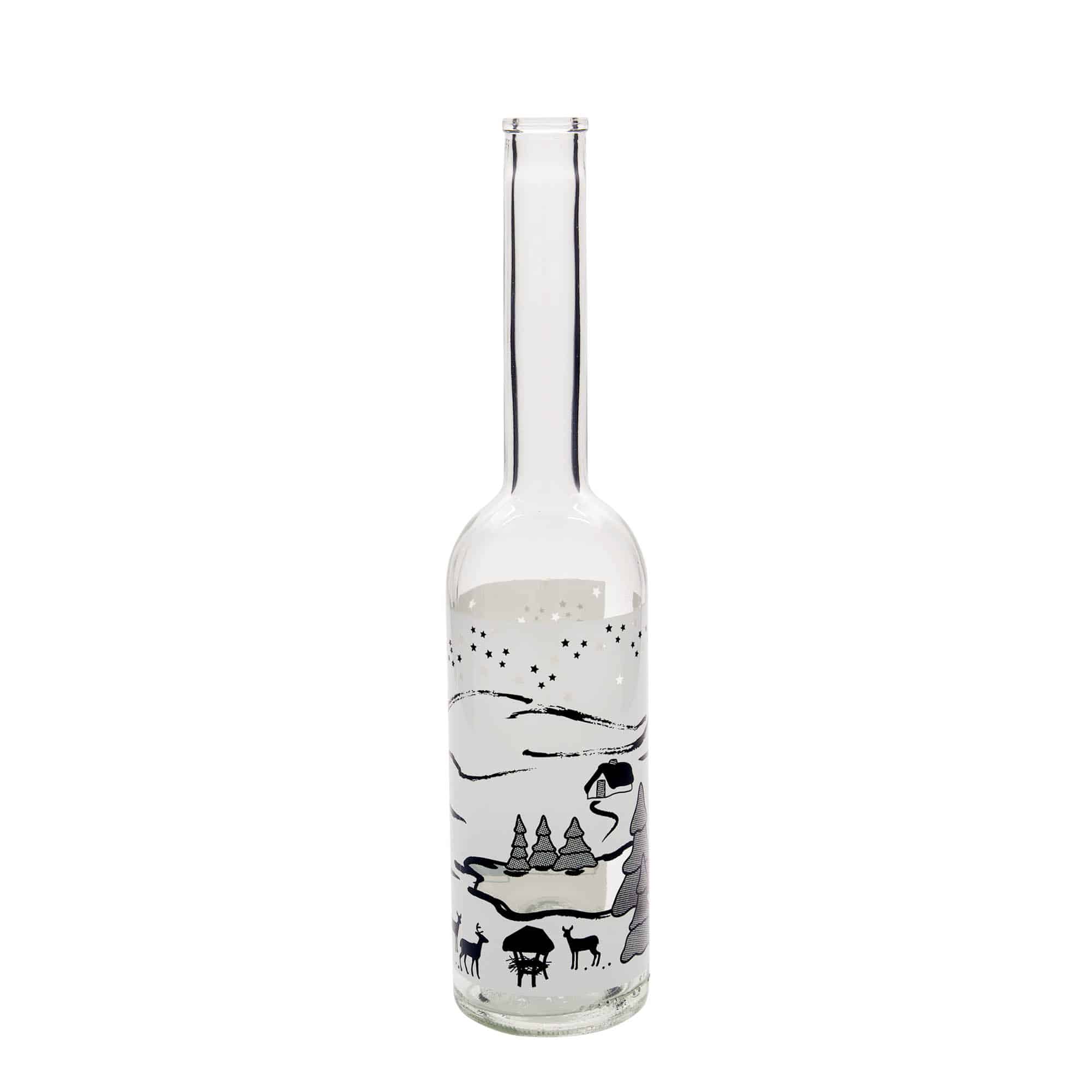 Skleněná lahev 500 ml 'Opera', motiv: Zimní sen - Bianco, uzávěr: korek Skleněná lahev 500 ml 'Opera', motiv: Zimní sen - Bianco, uzávěr: korek