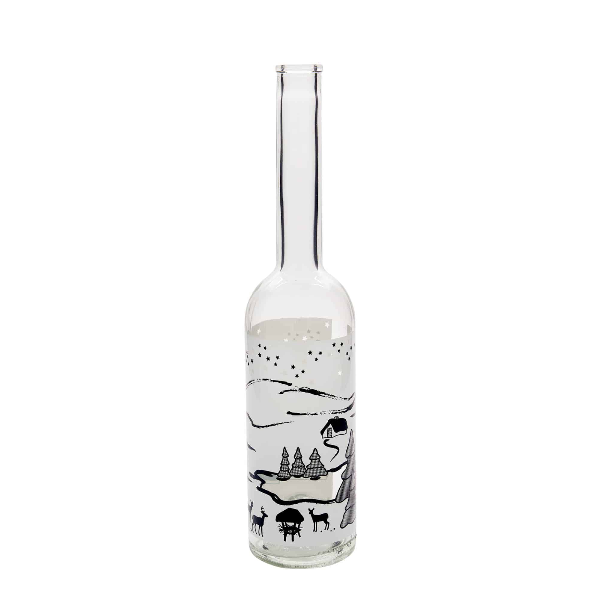 500 ml skleněná láhev 'Opera', motiv: Wintertraum-Bianco, hrdlo: korek
