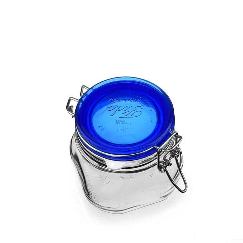Sklenice s drátěným uzávěrem 500 ml 'Fido' Blue Top, čtvercová, uzávěr: drátěný uzávěr