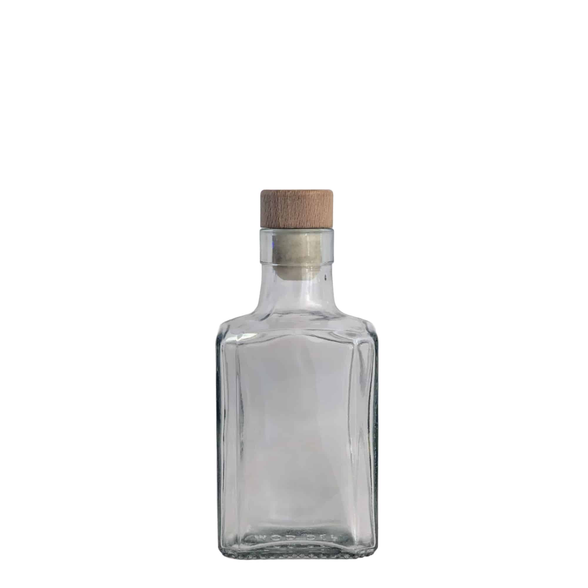 250 ml skleněná láhev 'Decanter Quadro Oberband', čtvercová, hrdlo: korek