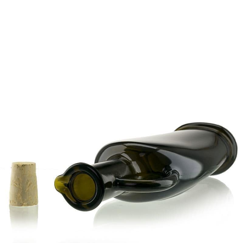Skleněná lahev 500 ml 'Eleganta', oválná, starožitná zelená, uzávěr: korek