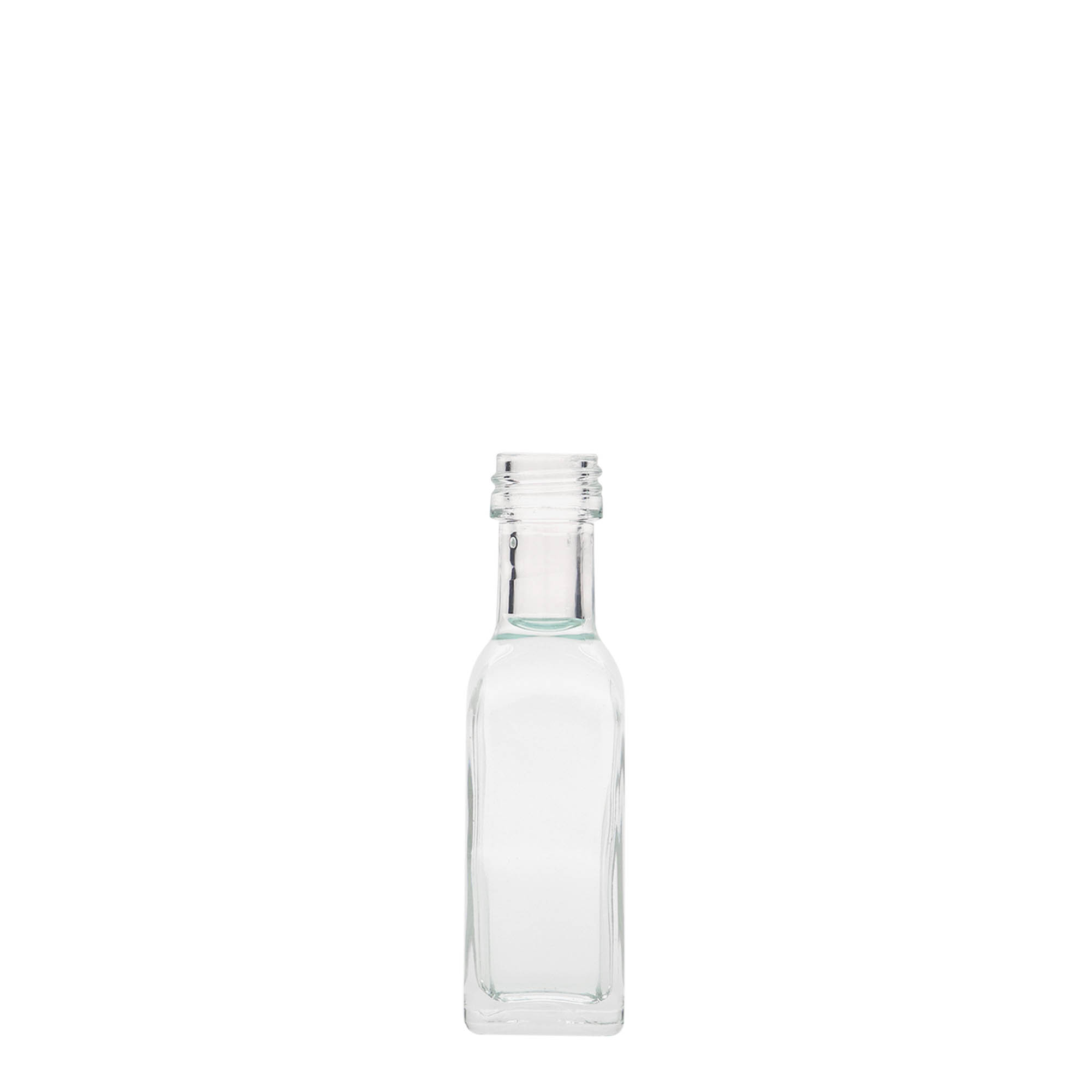 20 ml skleněná lahvička 'Marasca', čtvercová, hrdlo: PP 18