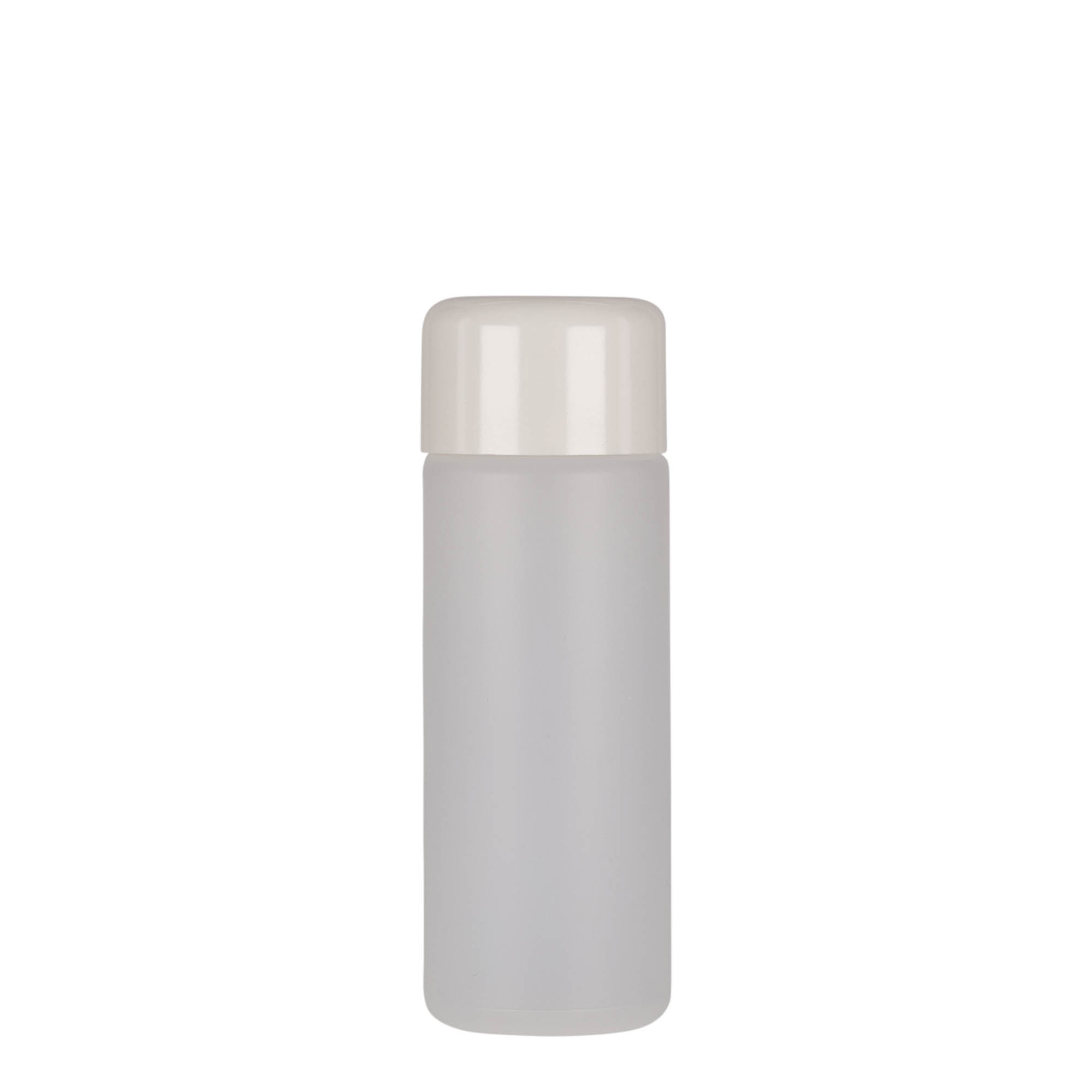 100 ml kulatá láhev, PE plast, přírodní, hrdlo: šroubovací uzávěr