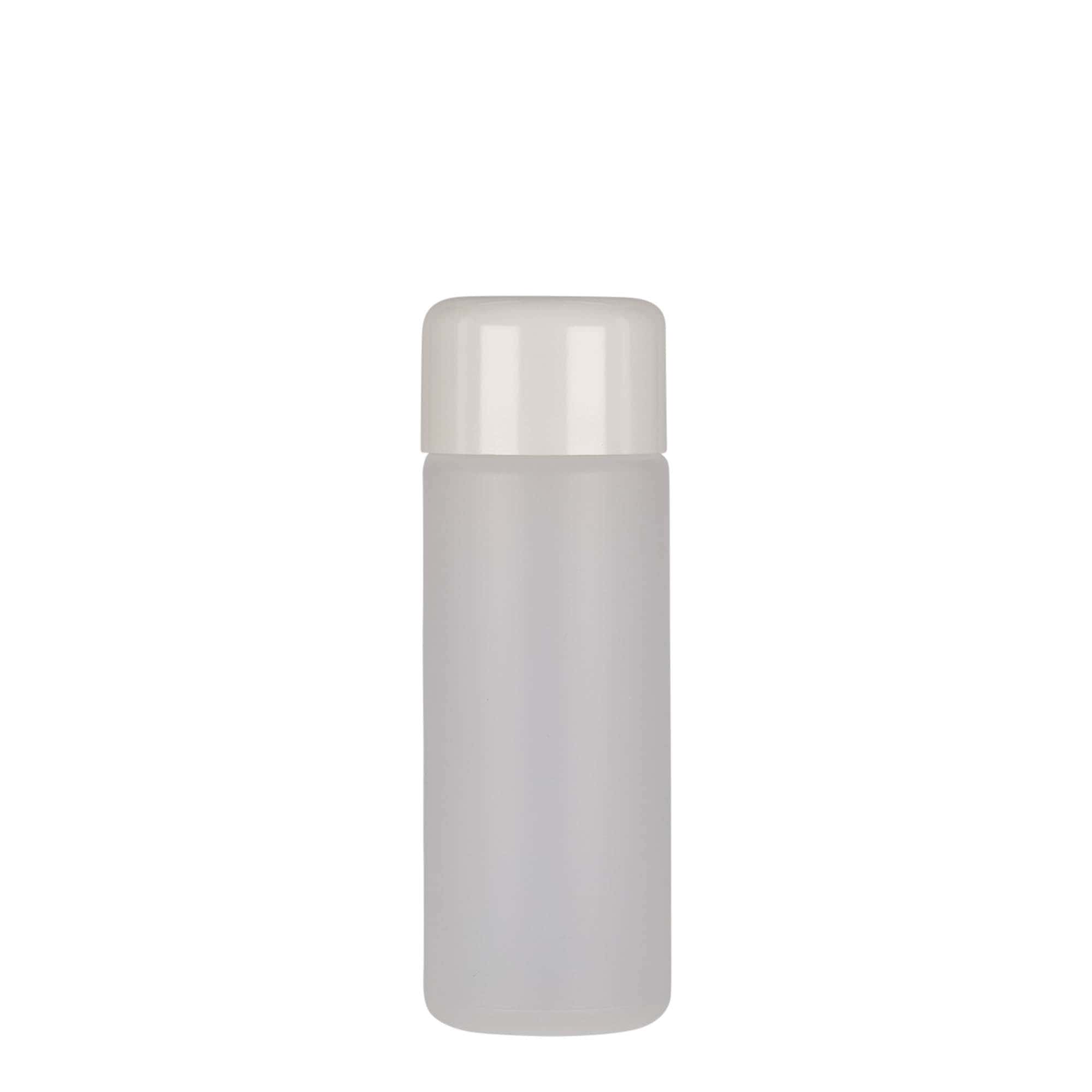 100 ml kulatá láhev, PE plast, přírodní, hrdlo: šroubovací uzávěr
