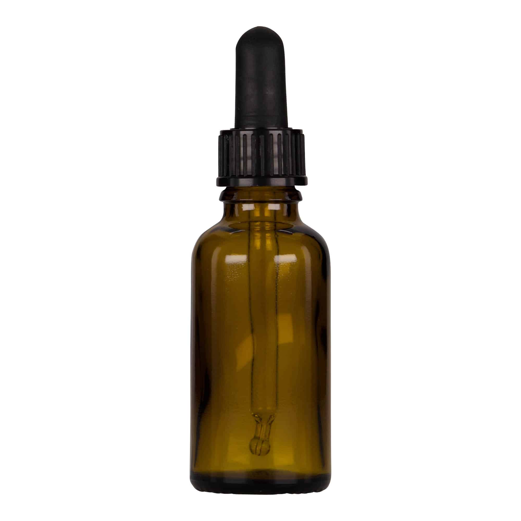Lahvička na léky s pipetou 30 ml, sklo, hnědočerná, ústí: DIN 18 Lahvička na léky s pipetou 30 ml, sklo, hnědočerná, ústí: DIN 18