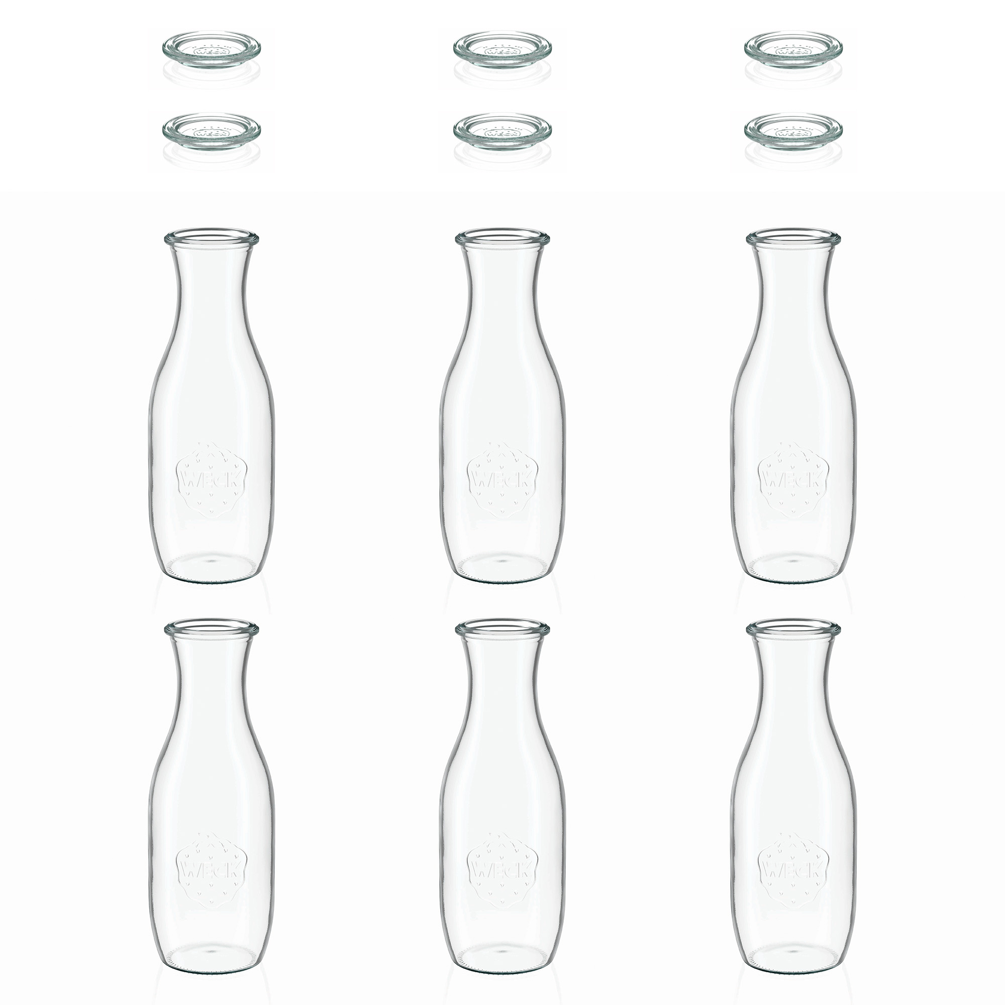 6x 1000 ml WECK lahvička na šťávu se skleněným víčkem RR 60