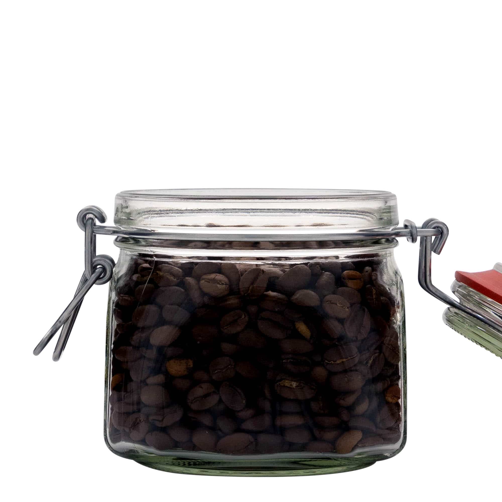 630 ml sklenice se závěsným drátěným uzávěrem, čtvercová, hrdlo: závěsný drátěný uzávěr