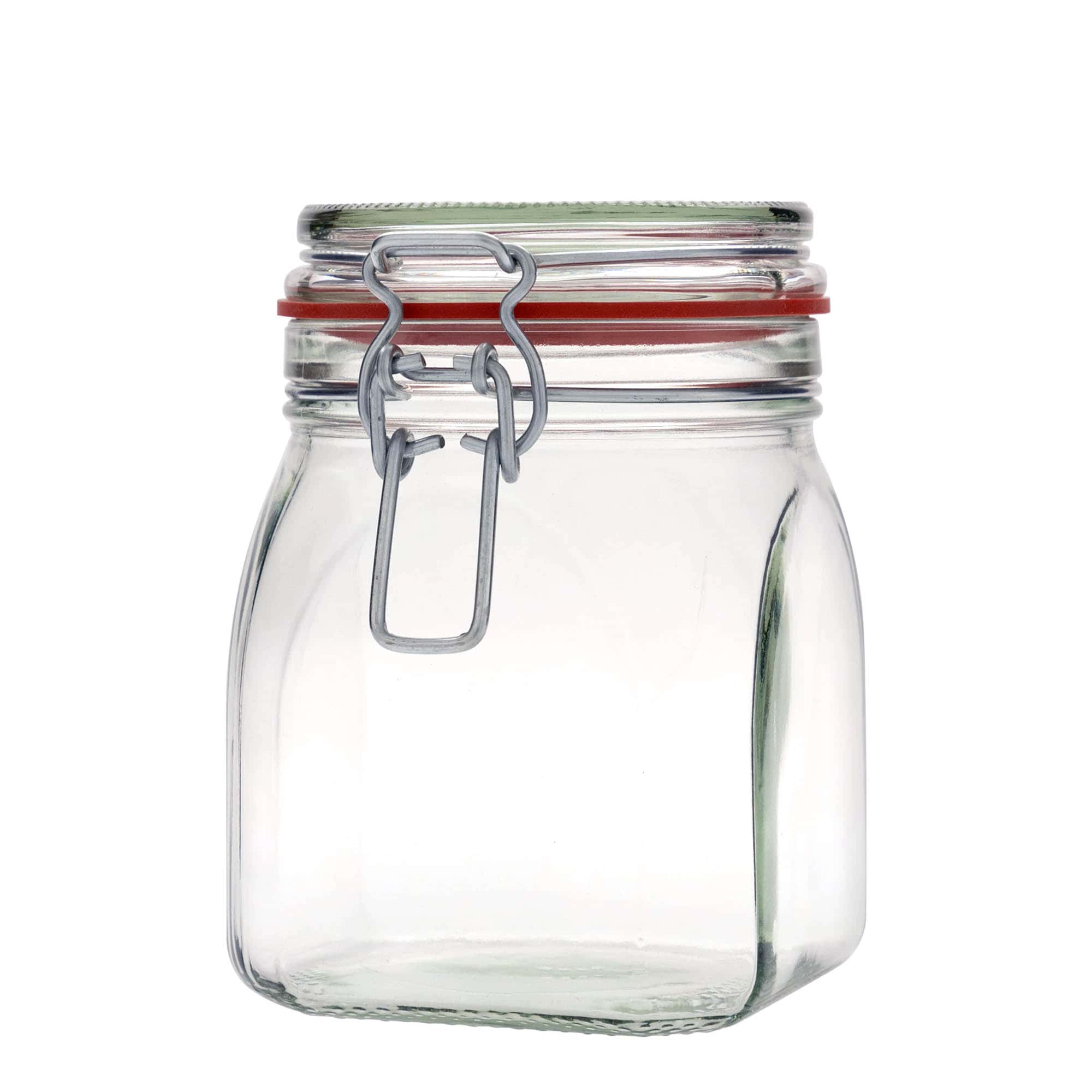 Sklenice s drátěným uzávěrem 900 ml, čtvercová, uzávěr: drátěný uzávěr