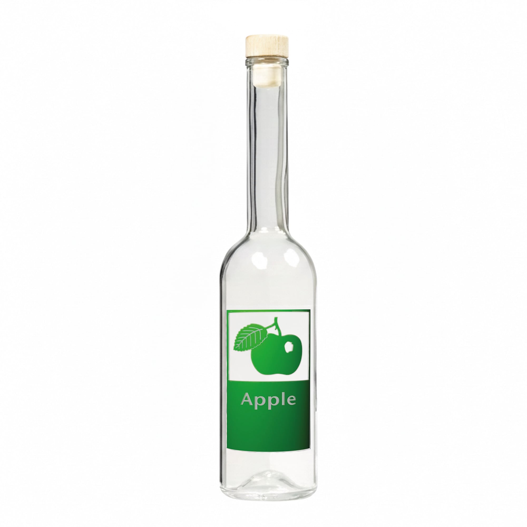 500 ml skleněná láhev 'Opera', motiv: jablko, hrdlo: korek
