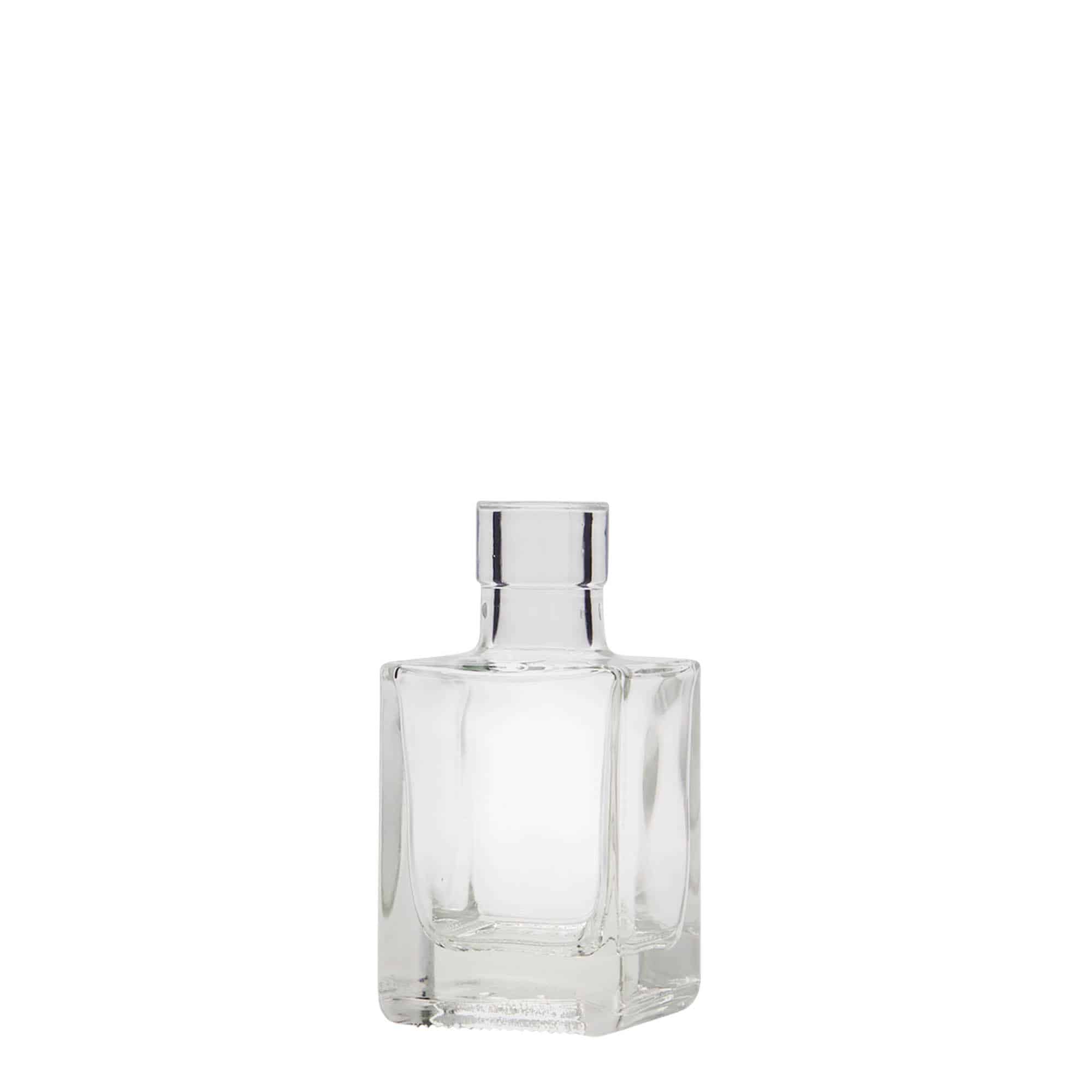 Skleněná lahev 50 ml 'Cube', čtvercová, uzávěr: korek