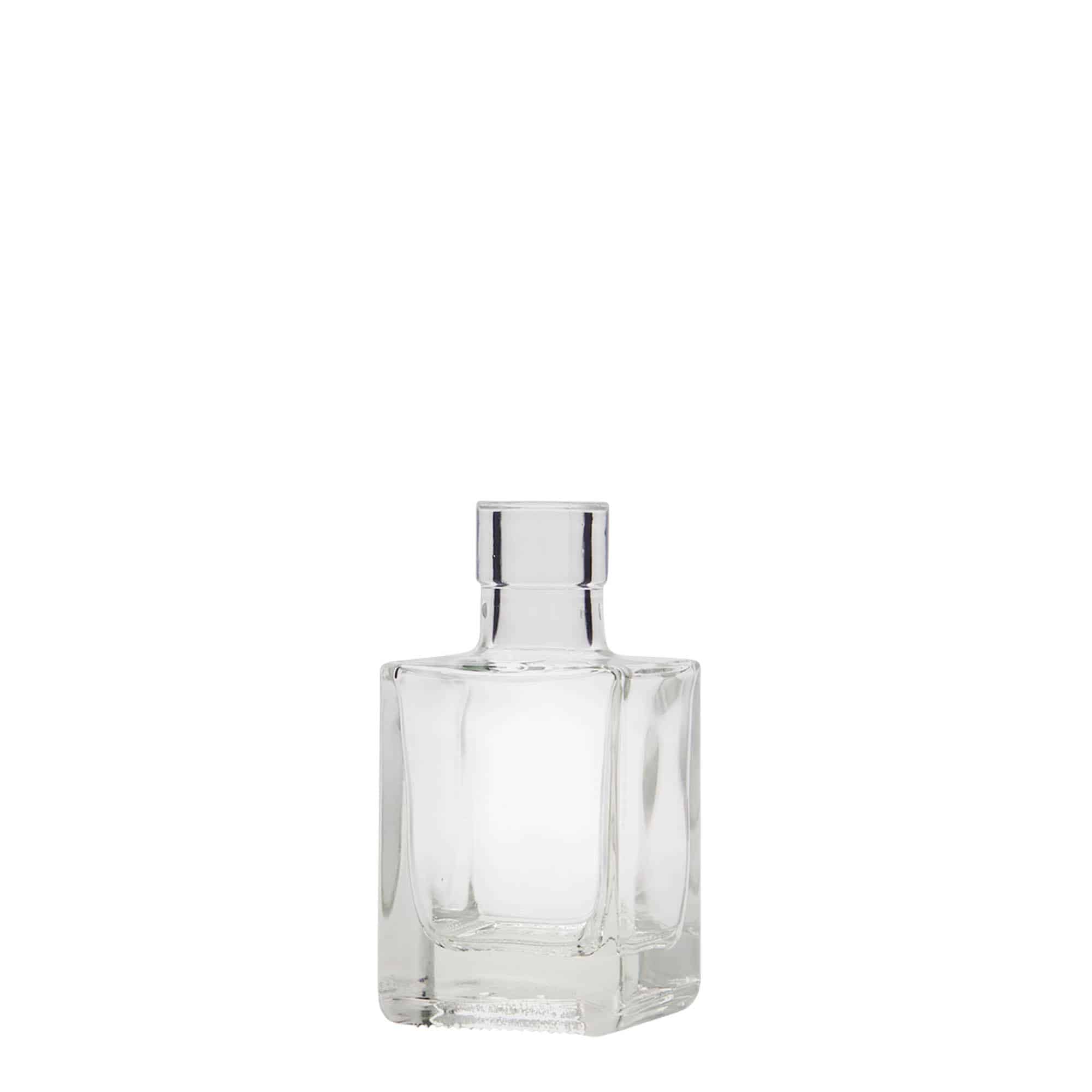 50 ml skleněná lahvička 'Cube', čtvercová, hrdlo: korek