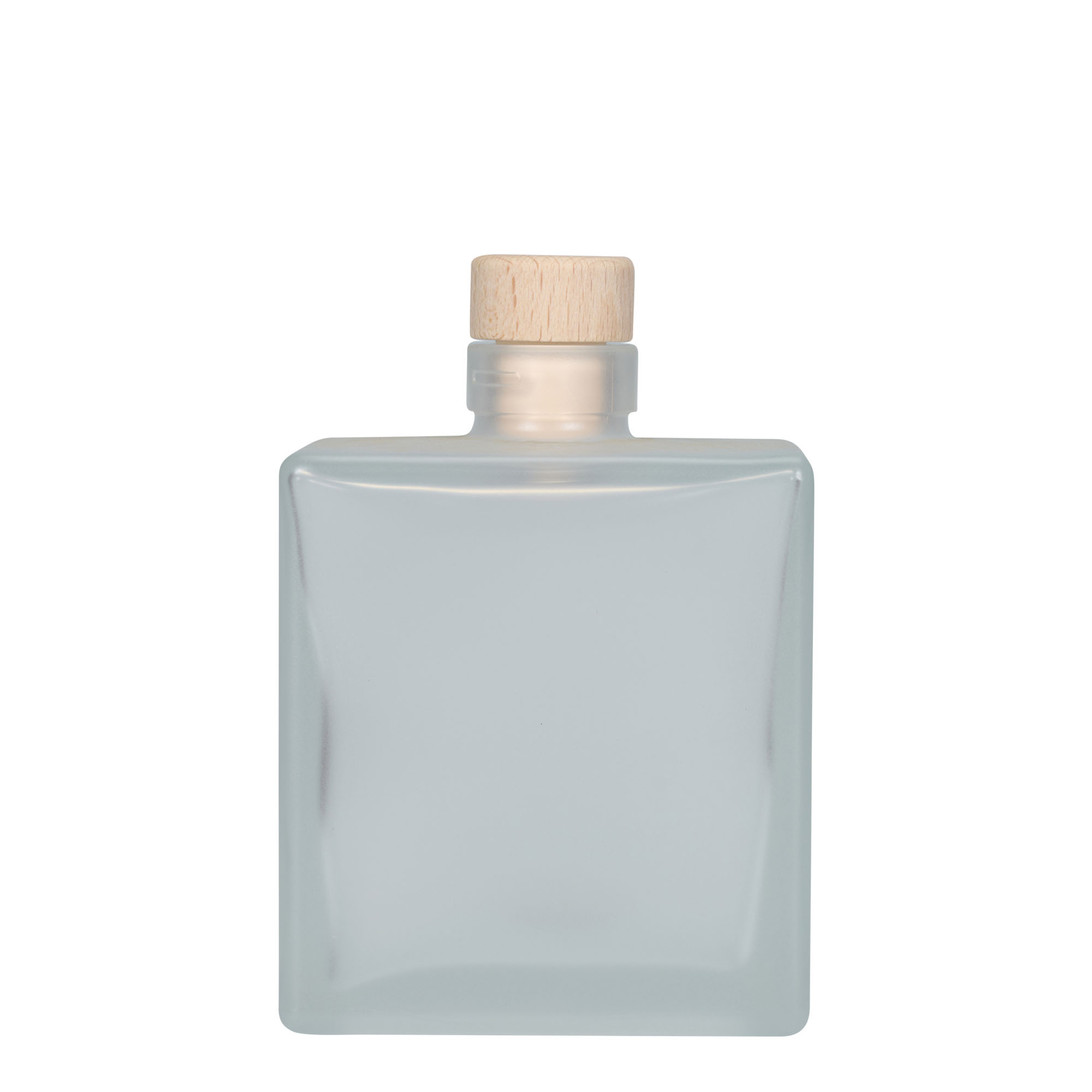 500 ml skleněná láhev 'Cube', čtvercová, matná, hrdlo: korek