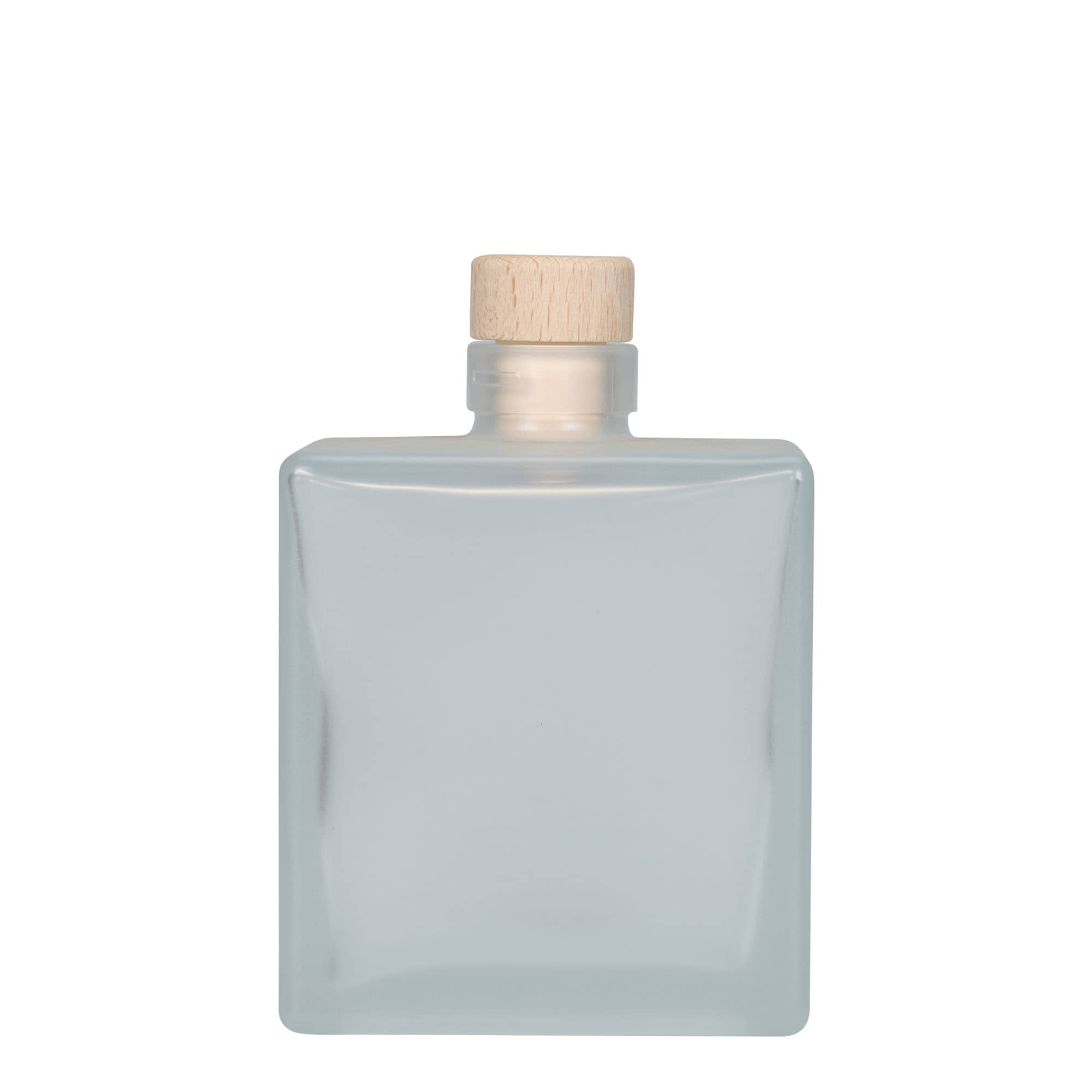 500 ml skleněná láhev 'Cube', čtvercová, matná, hrdlo: korek