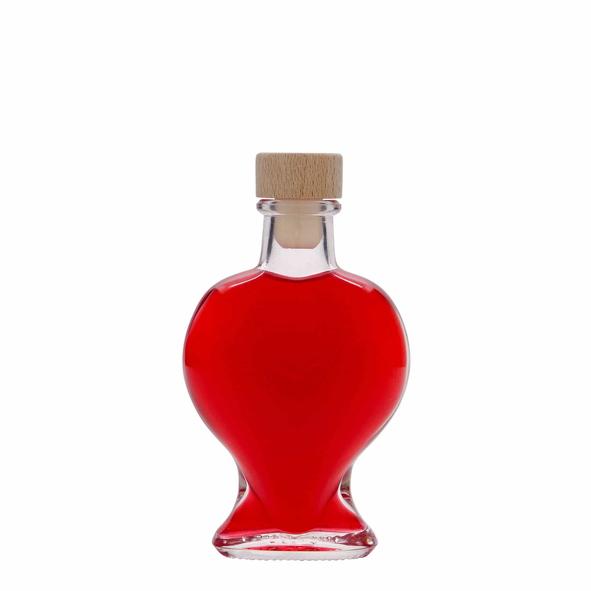 Skleněná lahev 100 ml 'Srdce', uzávěr: korek