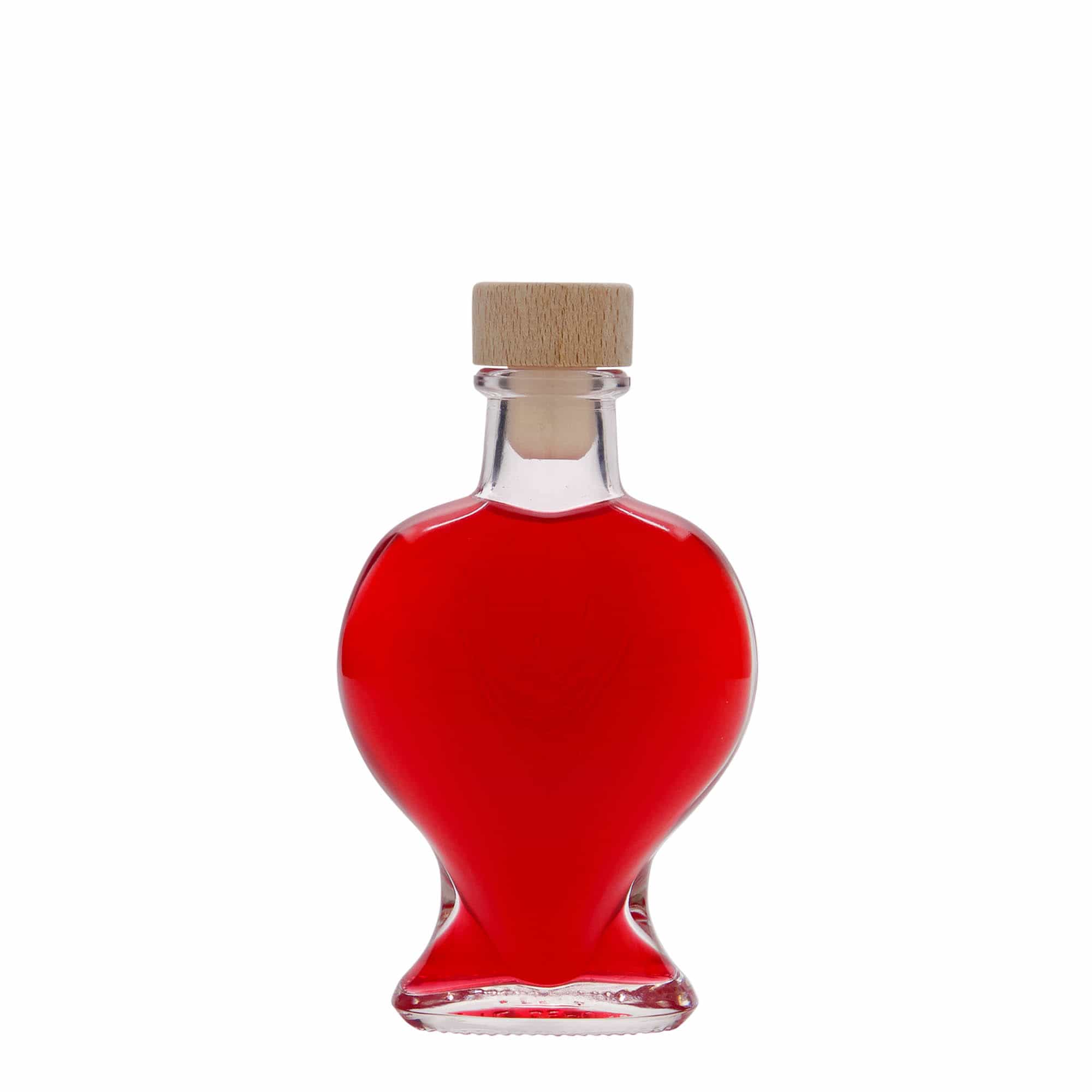 100 ml skleněná lahvička „Srdce“, hrdlo: korek