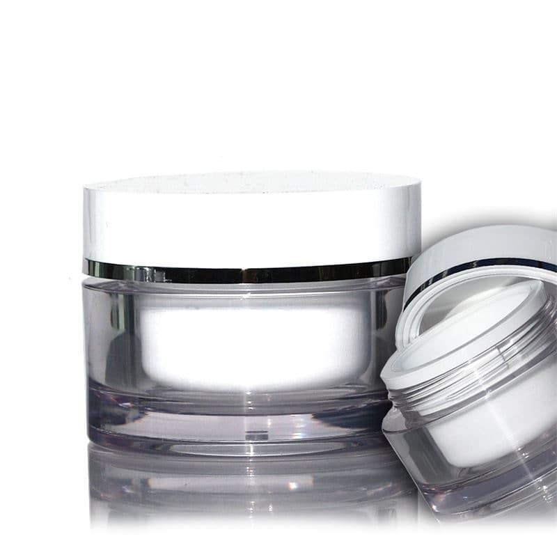 Kelímek 30 ml, plast SAN, bílý, uzávěr: šroubovací uzávěr