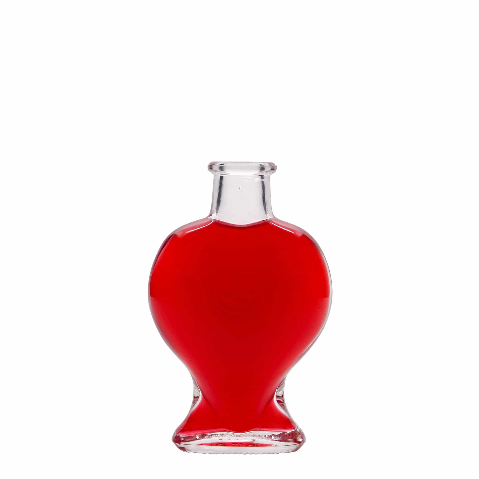 100 ml skleněná lahvička „Srdce“, hrdlo: korek 100 ml skleněná lahvička „Srdce“, hrdlo: korek