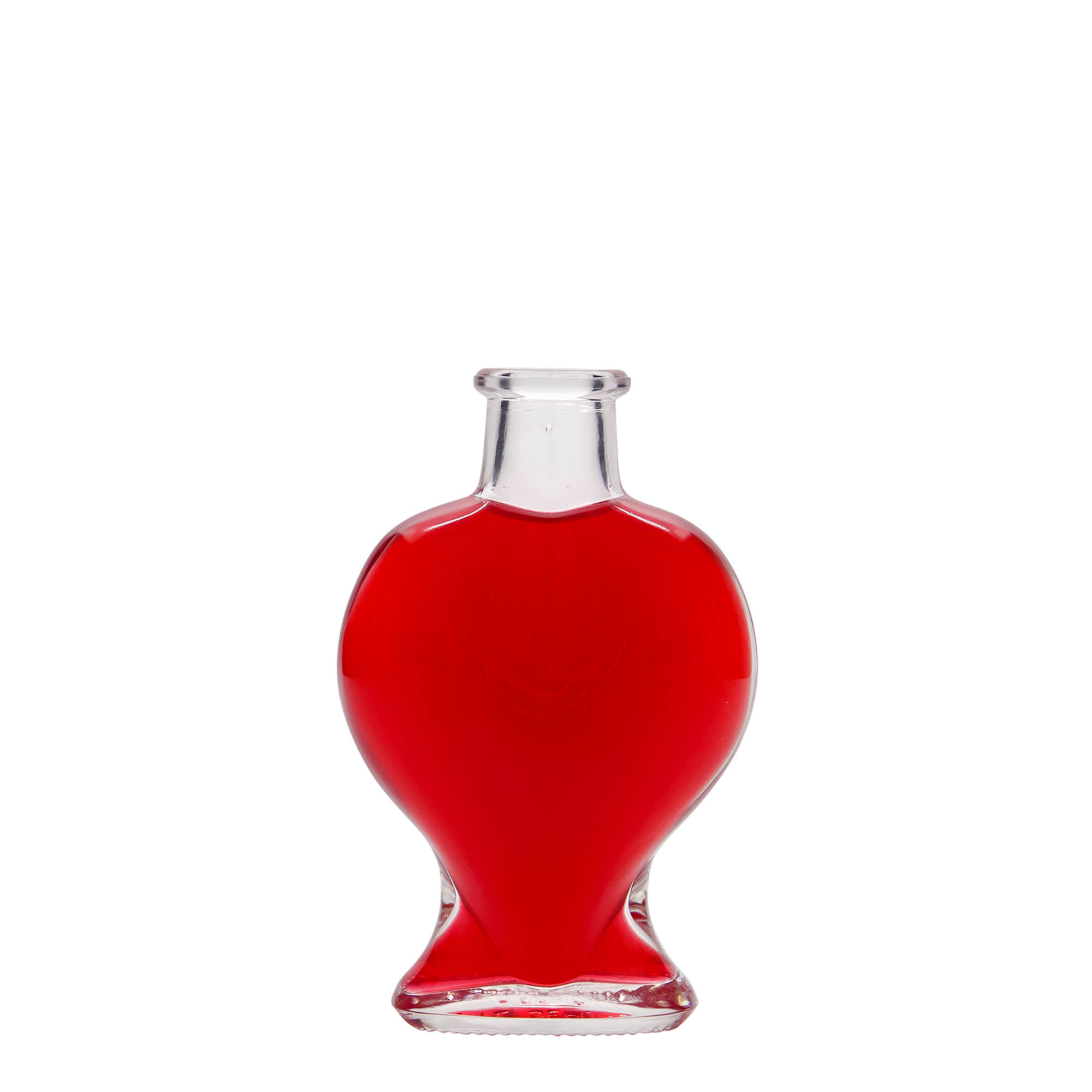 100 ml skleněná lahvička „Srdce“, hrdlo: korek 100 ml skleněná lahvička „Srdce“, hrdlo: korek