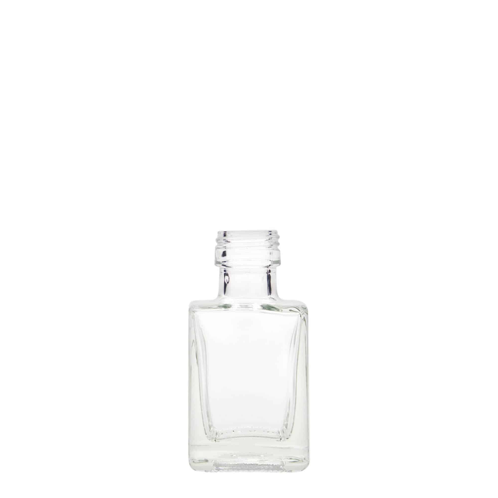 Skleněná lahev 50 ml 'Cube', čtvercová, uzávěr: PP 24