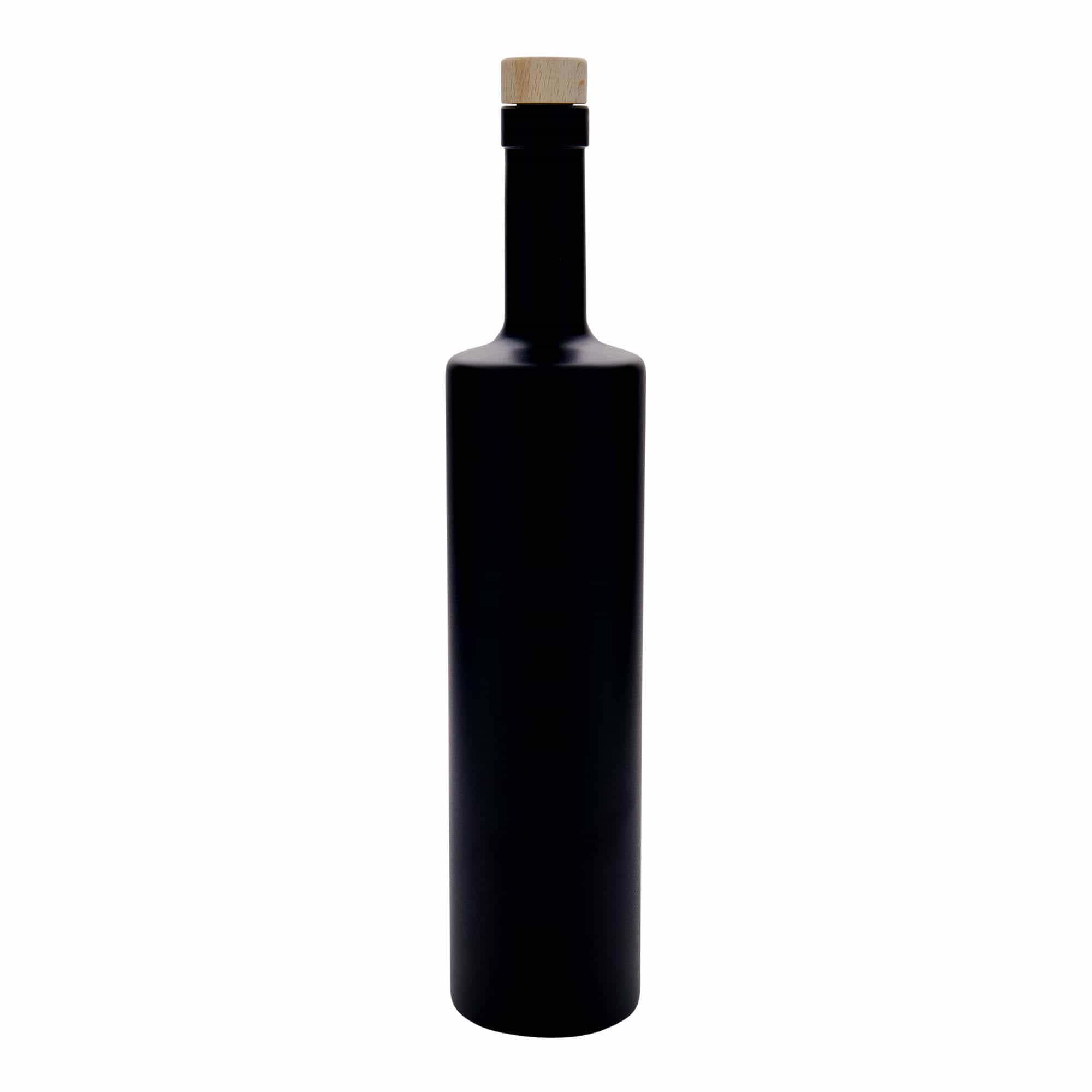 700 ml skleněná láhev 'Centurio', černá, hrdlo: korek