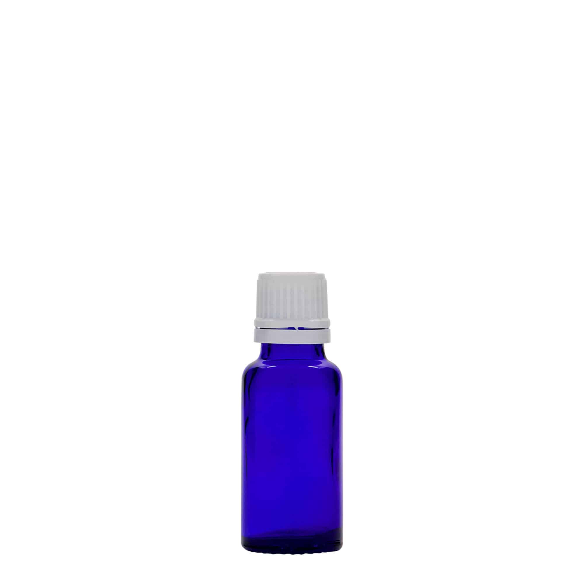 20 ml lékovka, sklo, královská modř, hrdlo: DIN 18