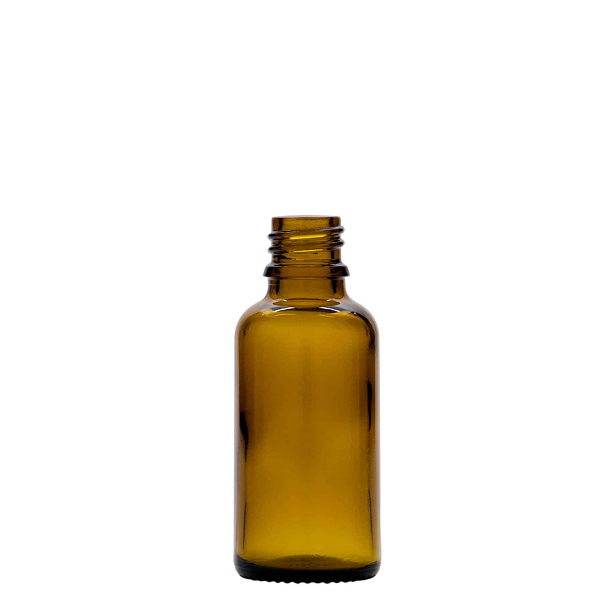 Lahvička na léky s pipetou 30 ml, sklo, hnědá, ústí: DIN 18
