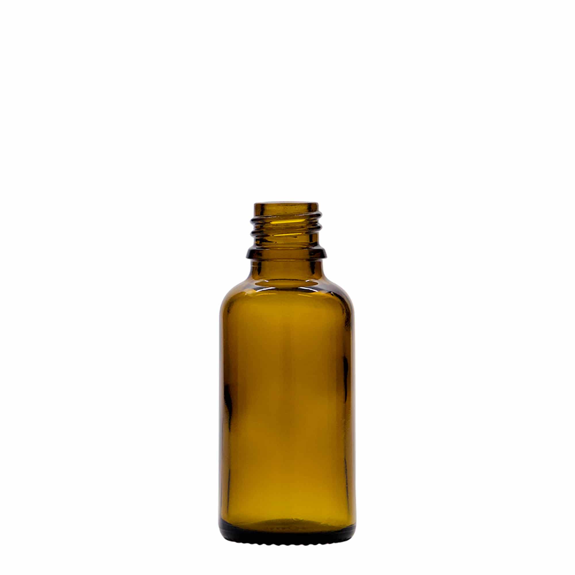 30 ml kapátková lahvička lékařská, sklo, hnědá, hrdlo: DIN 18