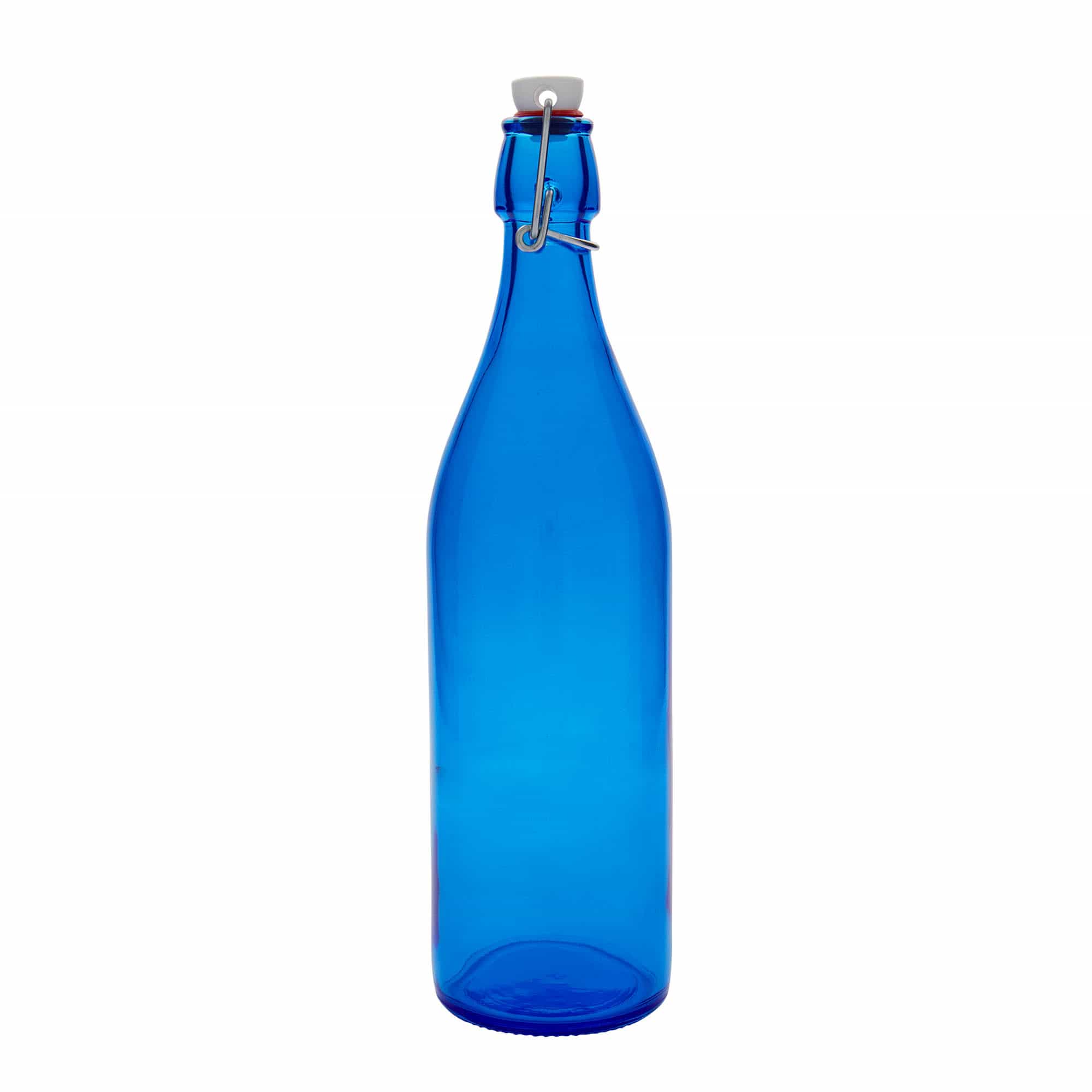 1.000 ml skleněná láhev „Giara“, modrá, hrdlo: uzávěr s pákou