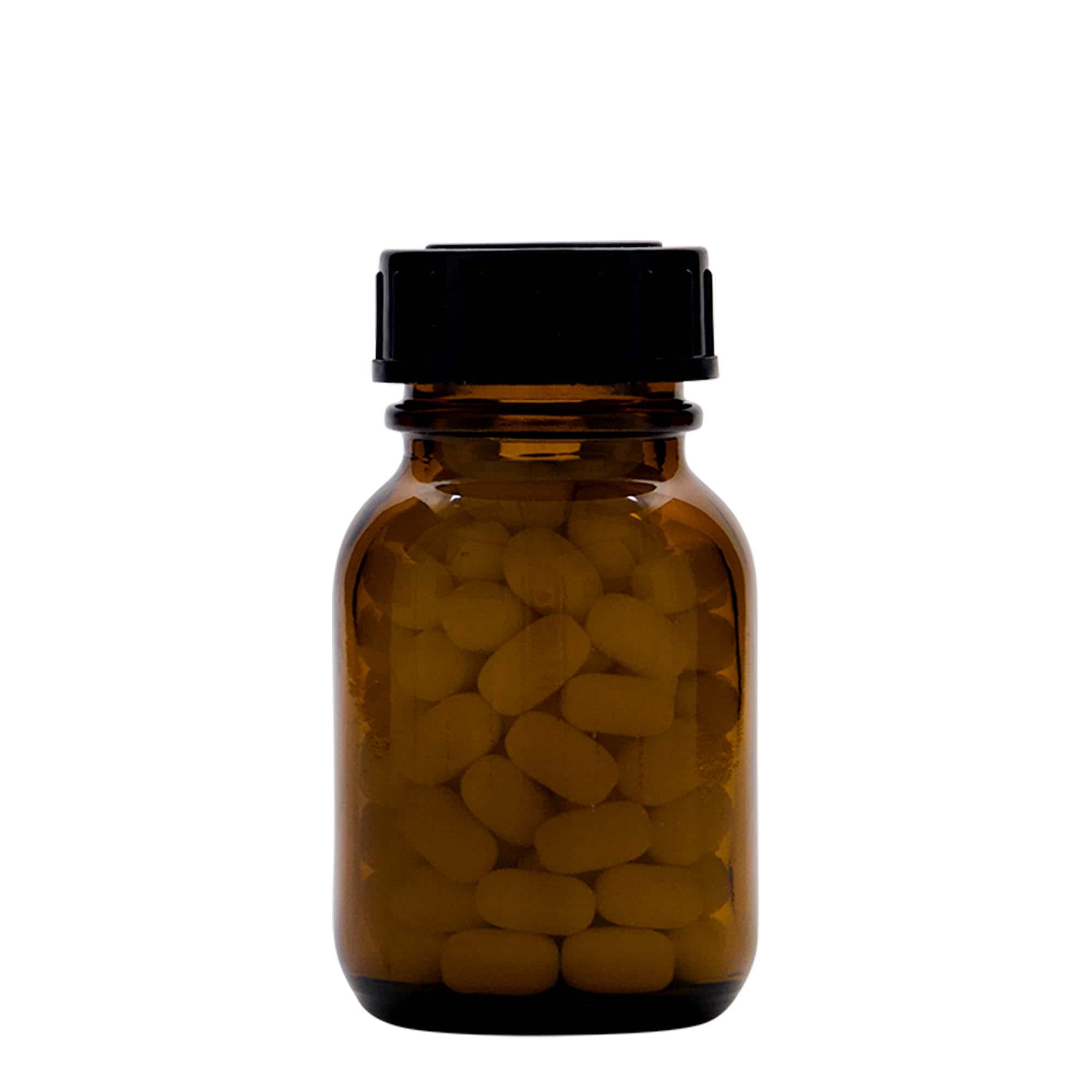 50 ml širokohrdlá sklenice, hnědá, hrdlo: DIN 32