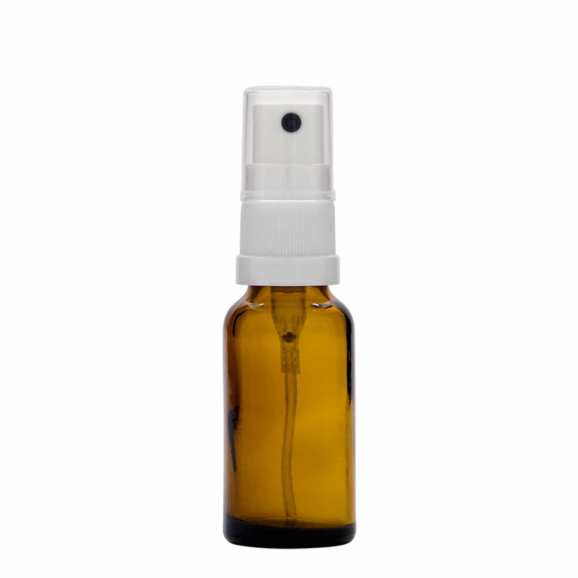 Lahvička na léky s rozprašovačem 20 ml, sklo, hnědá, ústí: DIN 18