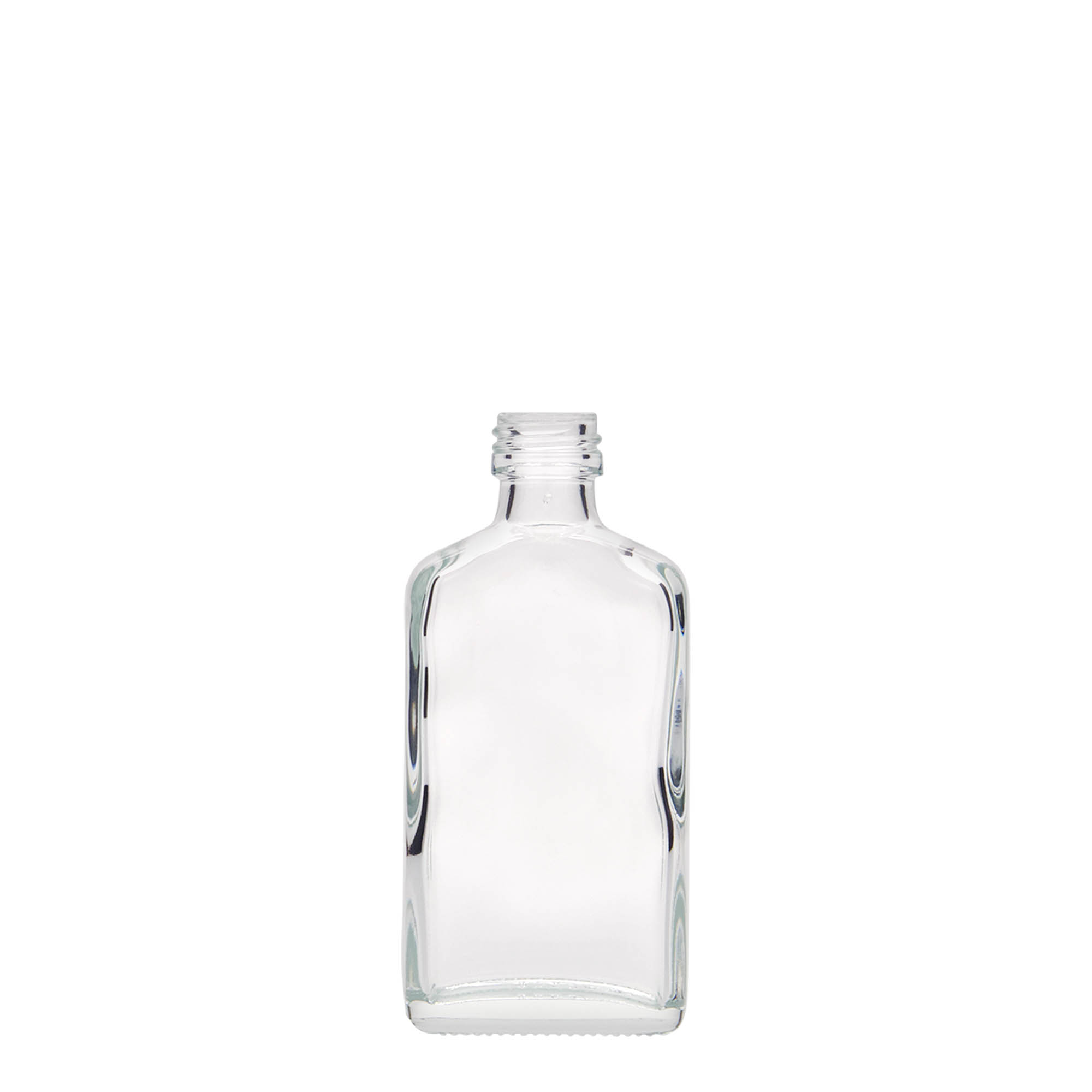 50 ml kapesní lahvička, obdélníková, sklo, hrdlo: PP 18