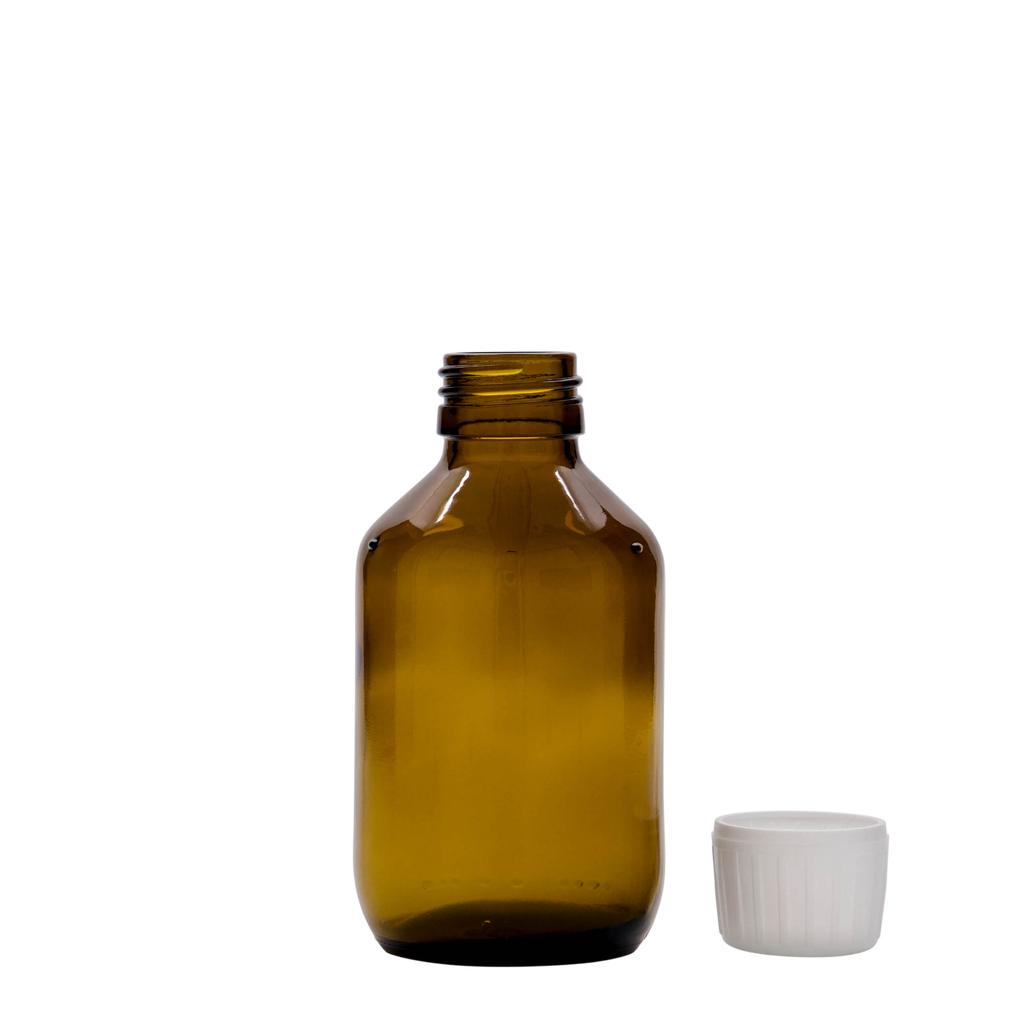 150 ml lékovka, hnědá, sklo, hrdlo: PP 28