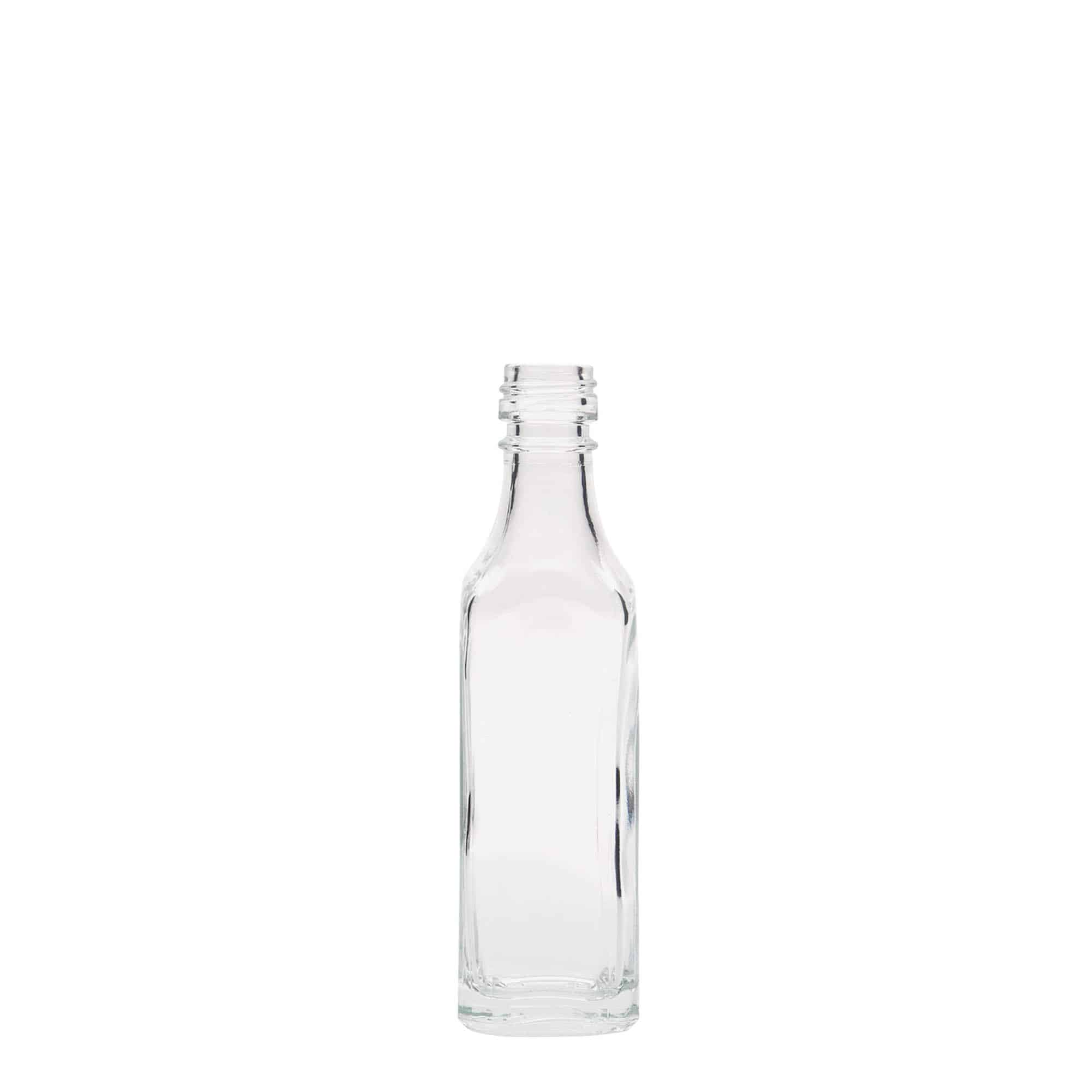Skleněná lahev 50 ml 'Siena', čtvercová, uzávěr: PP 18
