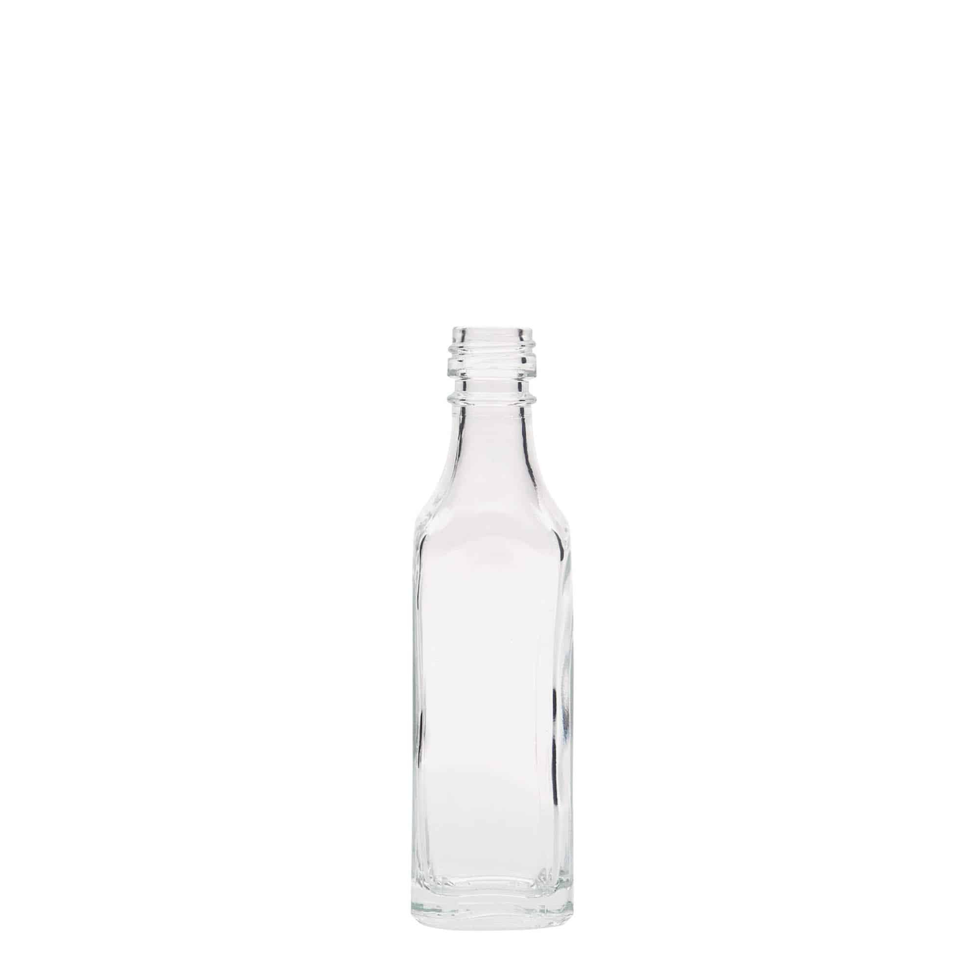 Skleněná lahev 50 ml 'Siena', čtvercová, uzávěr: PP 18 Skleněná lahev 50 ml 'Siena', čtvercová, uzávěr: PP 18
