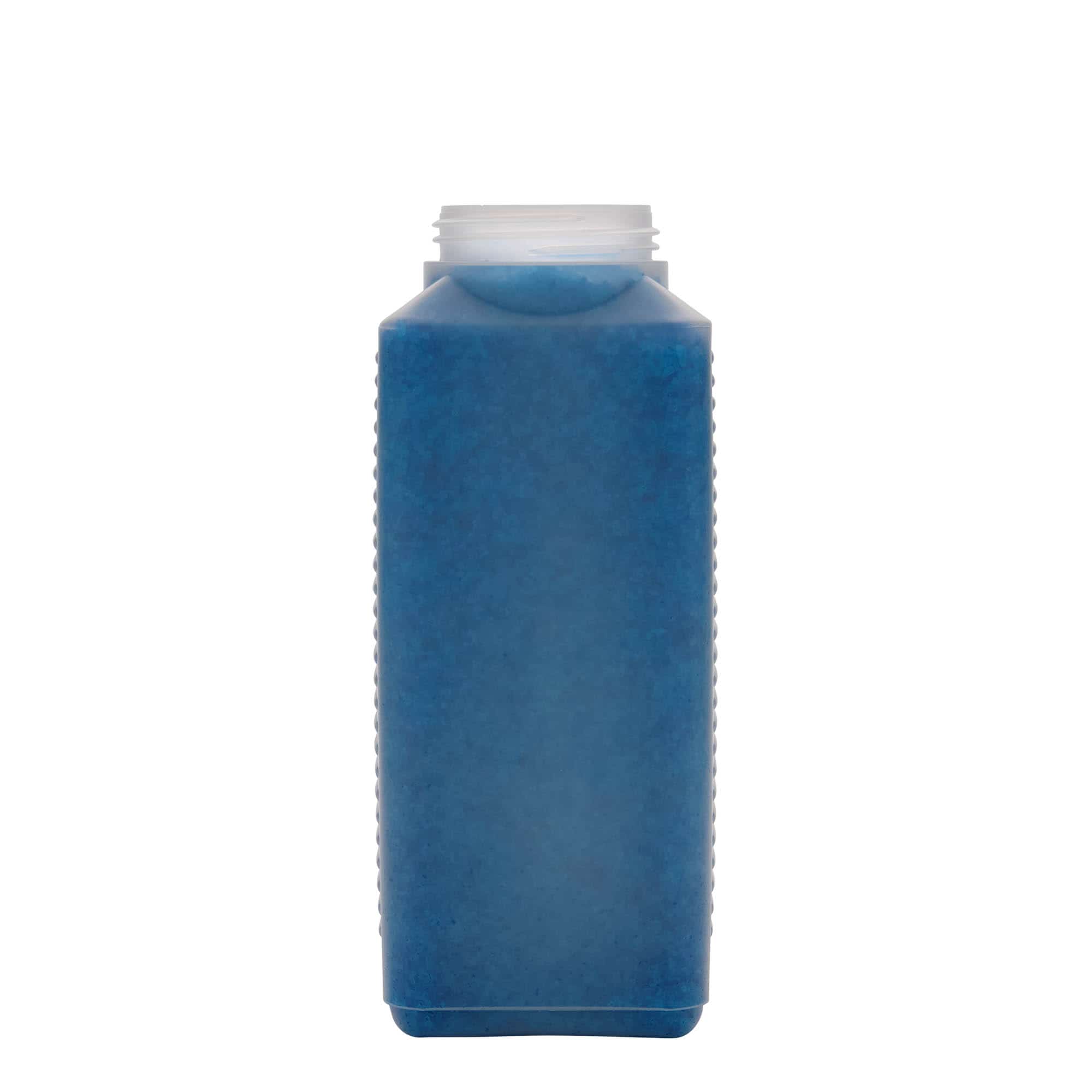 Lahev s širokým hrdlem 1000 ml, hranatá, plast HDPE, přírodní, uzávěr: DIN 60 EPE