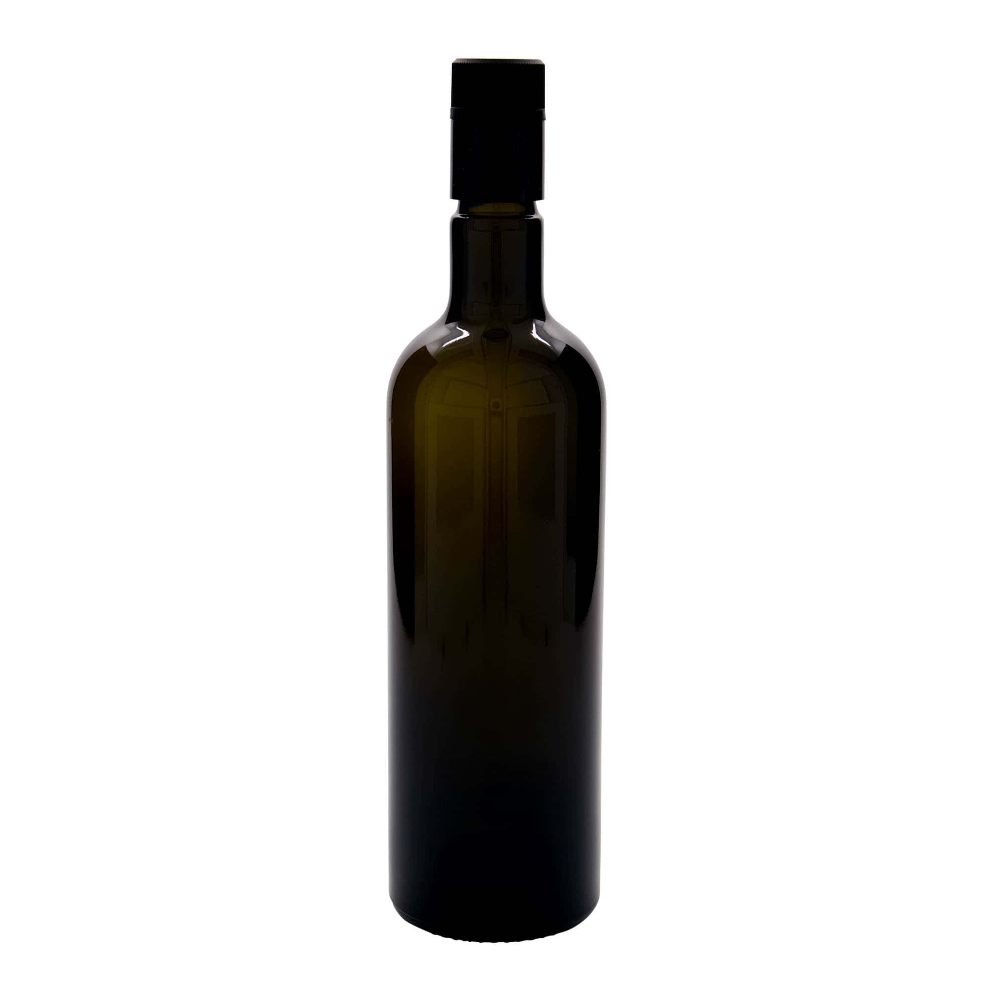 750 ml láhev na ocet/olej 'Willy New', sklo, antik zelená, hrdlo: DOP