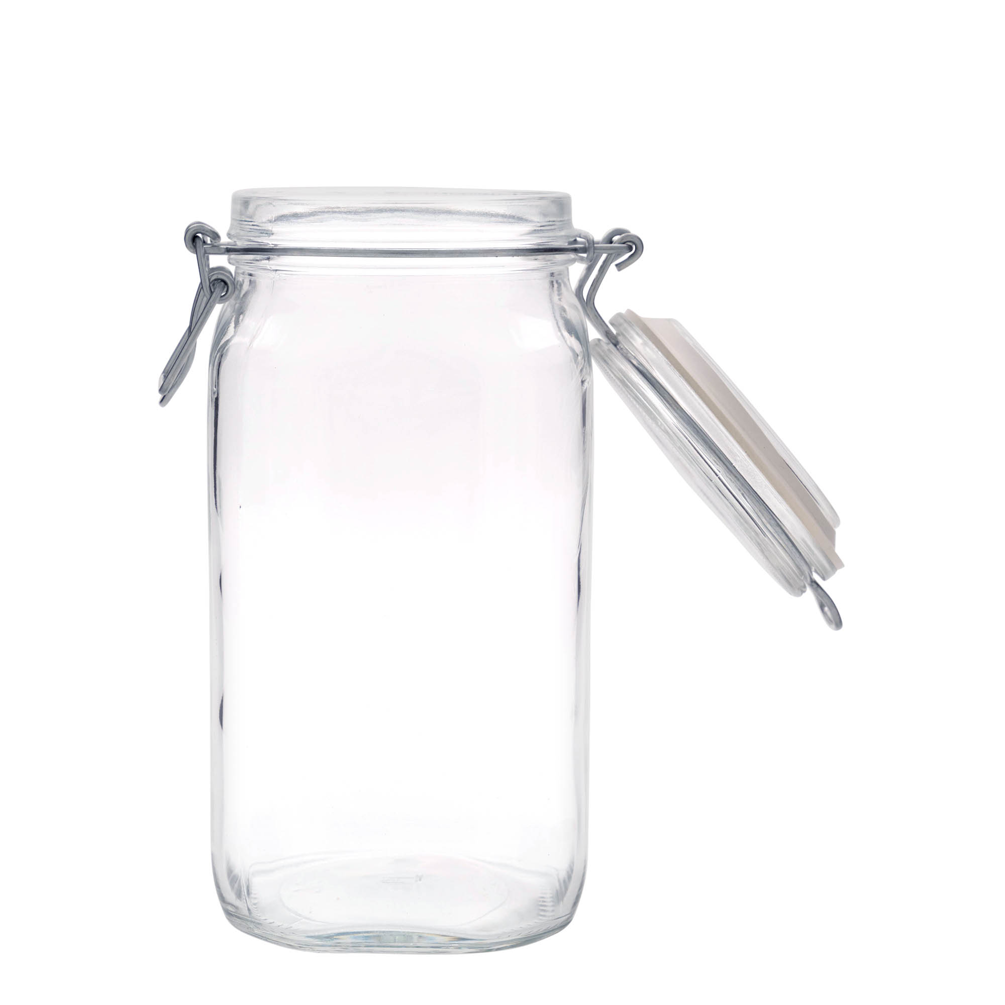 1.500 ml drátový uzávěr sklenice „Fido“, čtvercová, hrdlo: drátový uzávěr
