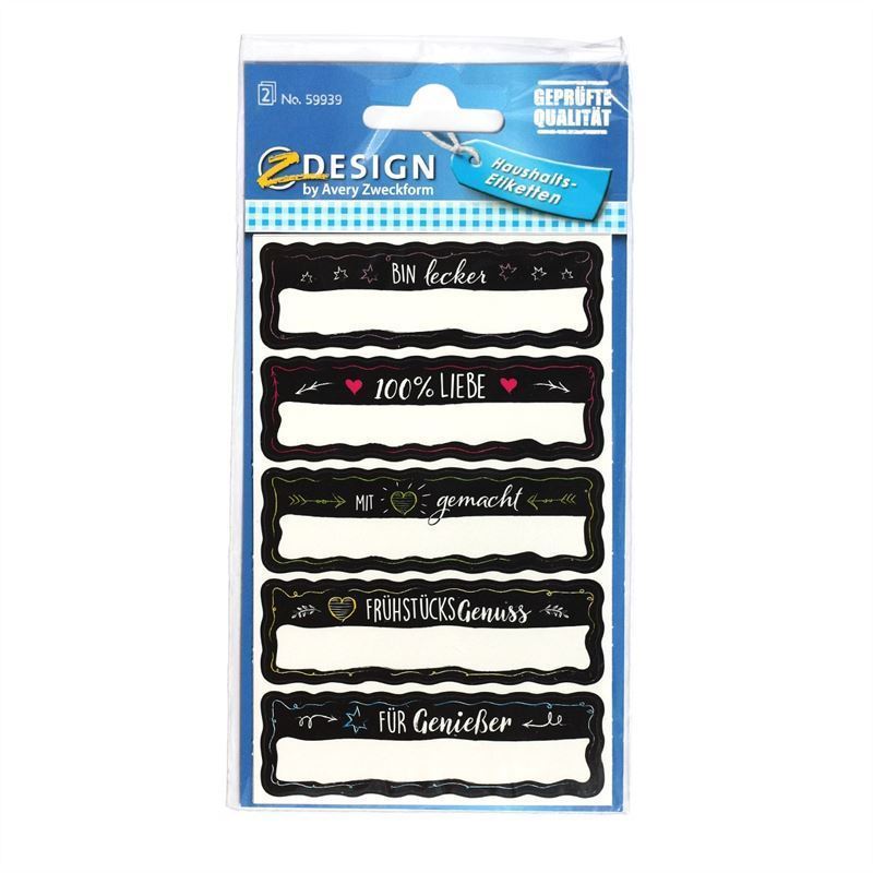 Zweckform štítky „Domácí výroba“, obdélníkové, papír, černé