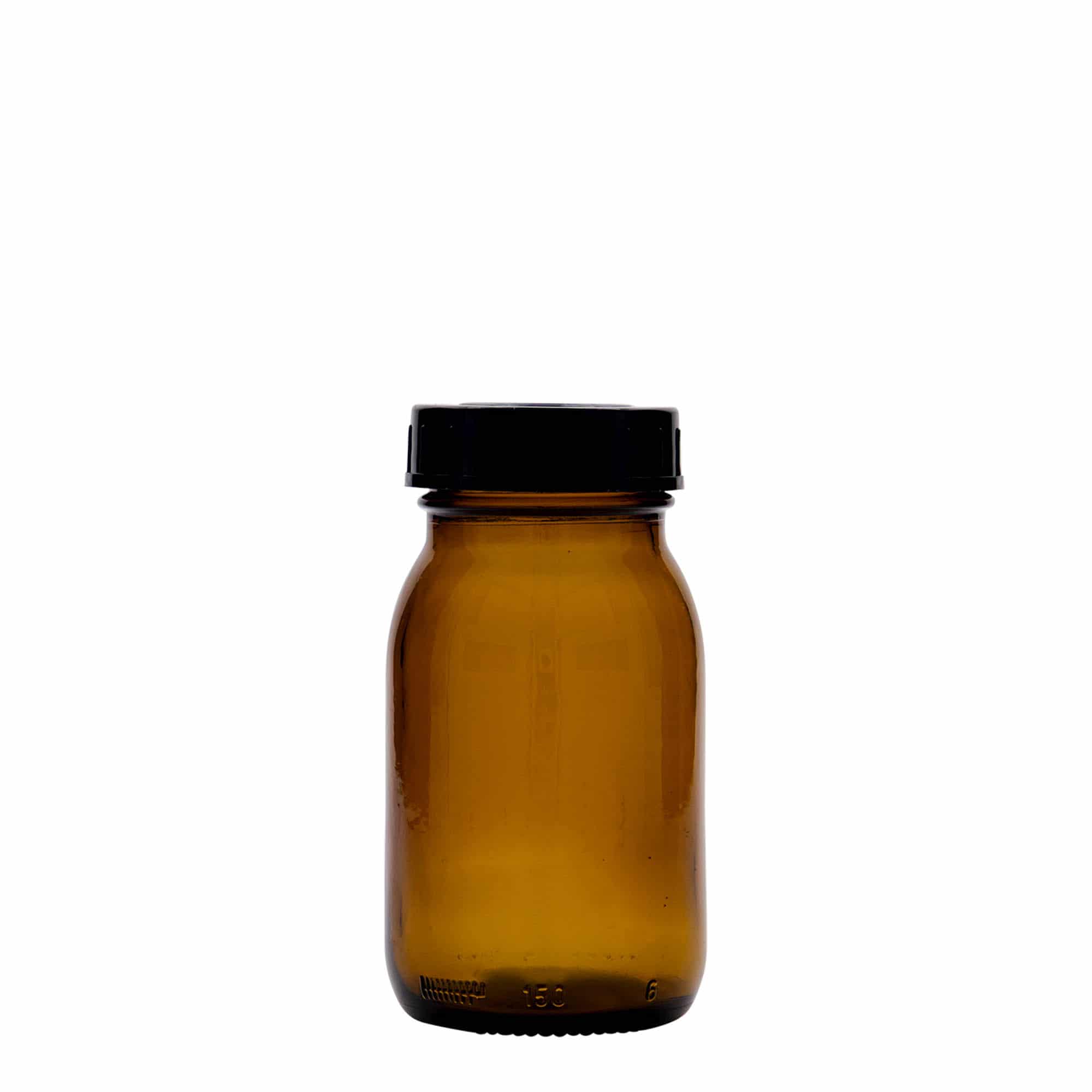 Sklenice s širokým hrdlem 150 ml, hnědá, uzávěr: DIN 45