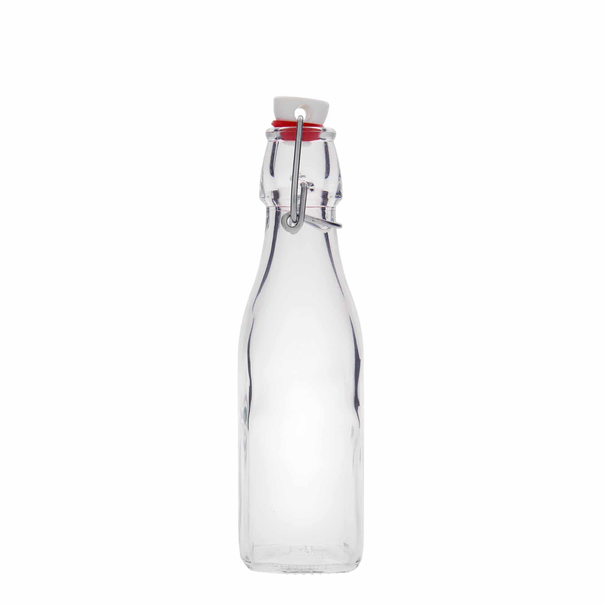 250 ml skleněná láhev „Swing, čtvercová, hrdlo: s klipem